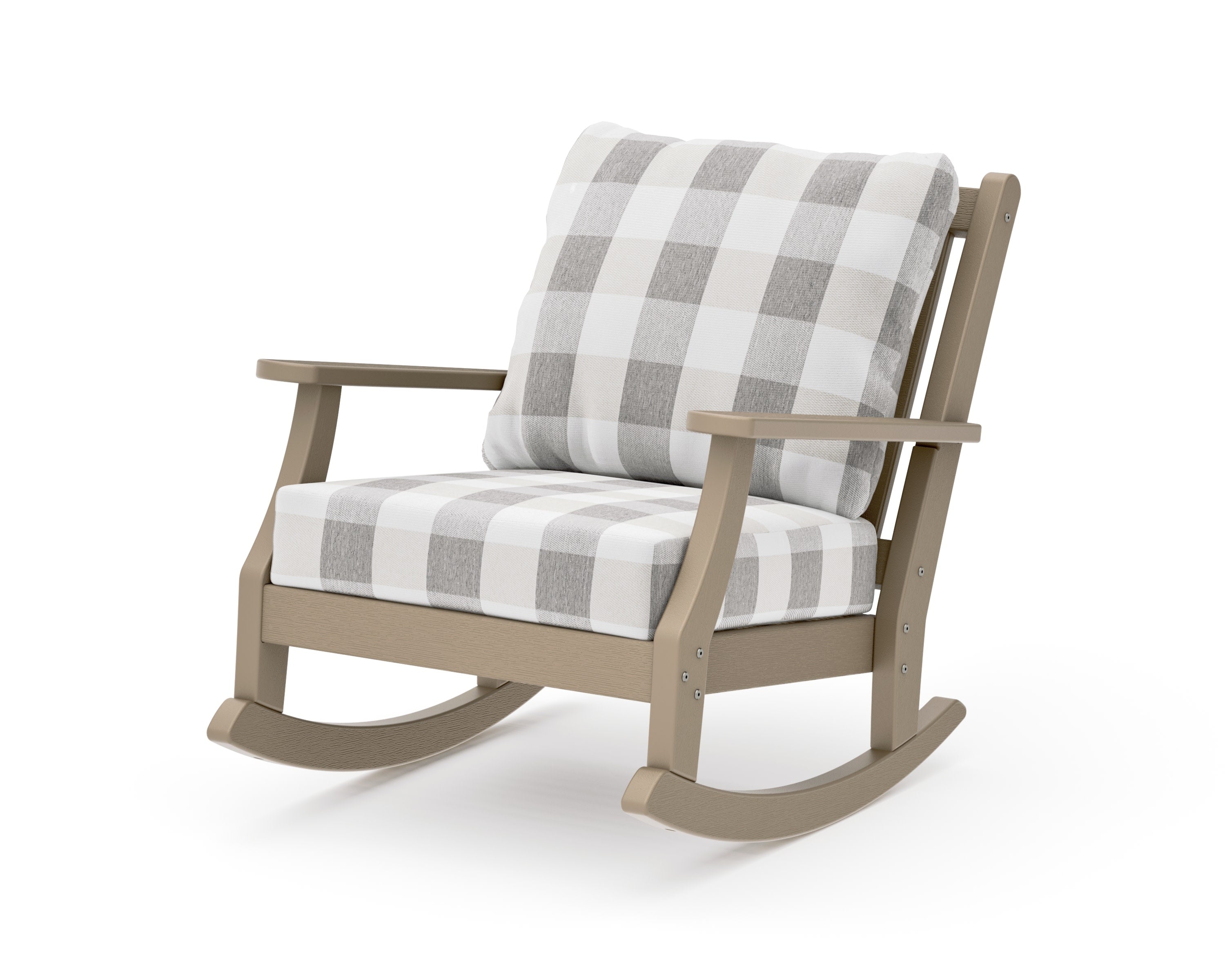 Wovendale Deep Seating Rocking Chair in Vintage Sahara / Buffalo Plaid Grey Mist