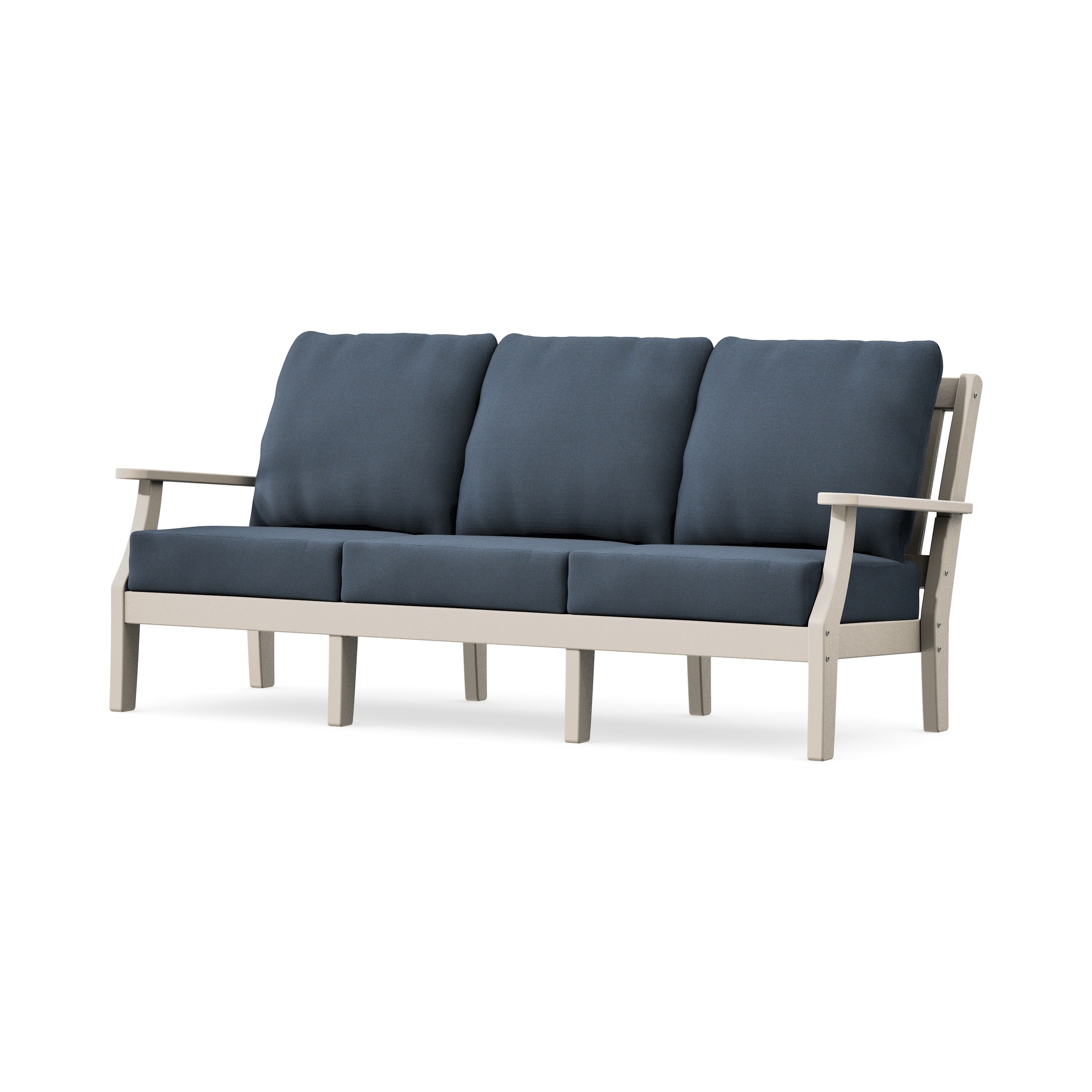 Chinoiserie Deep Seating Sofa in Sand / Marine Indigo