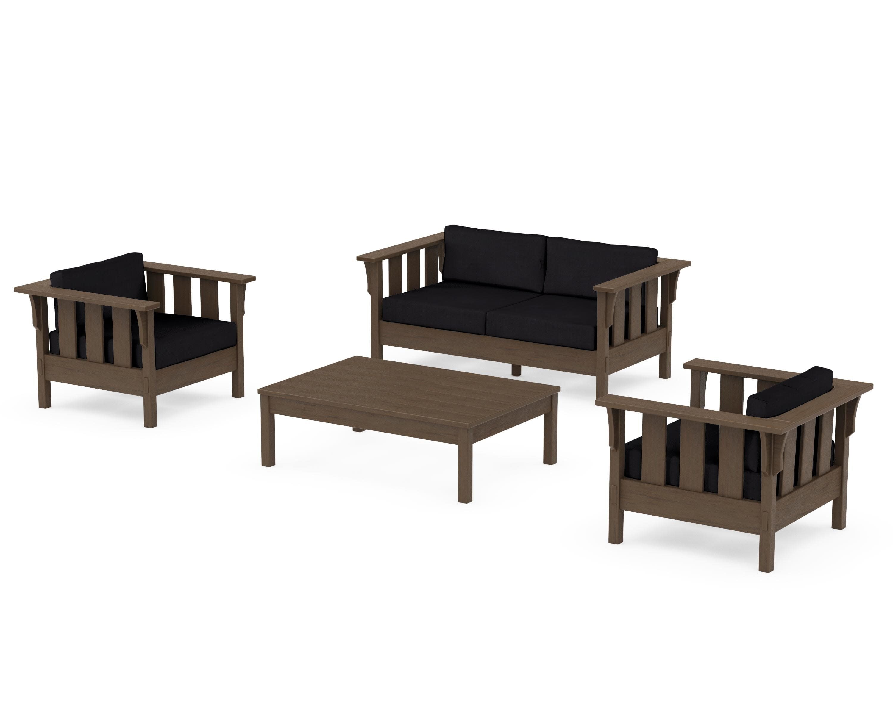 Acadia 4-Piece Deep Seating Set with Loveseat in Kona / Midnight Linen