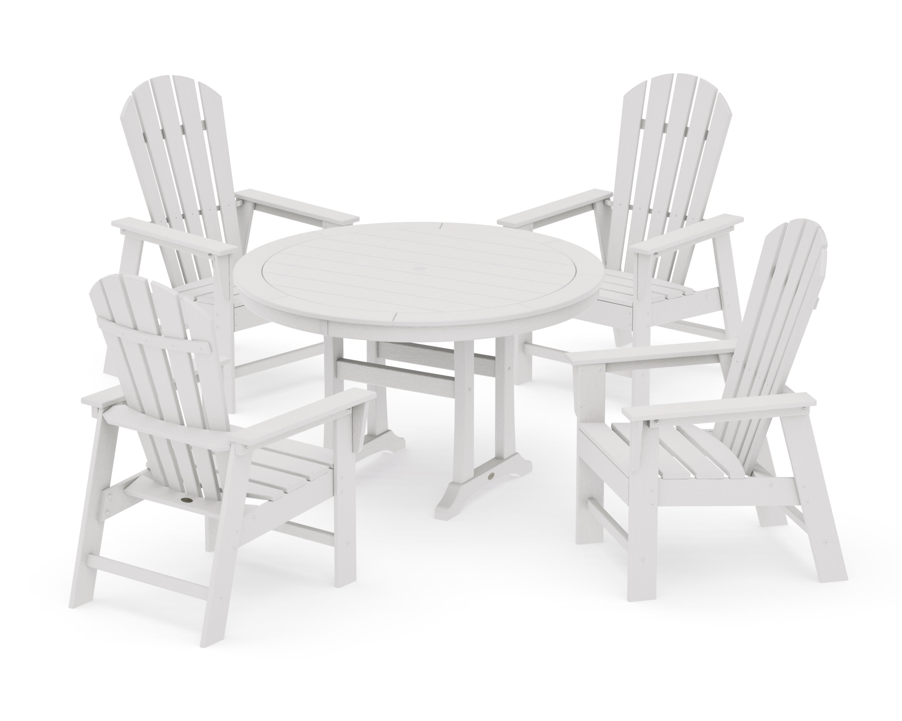 South Beach 5-Piece Round Dining Set with Trestle Legs in Vintage White