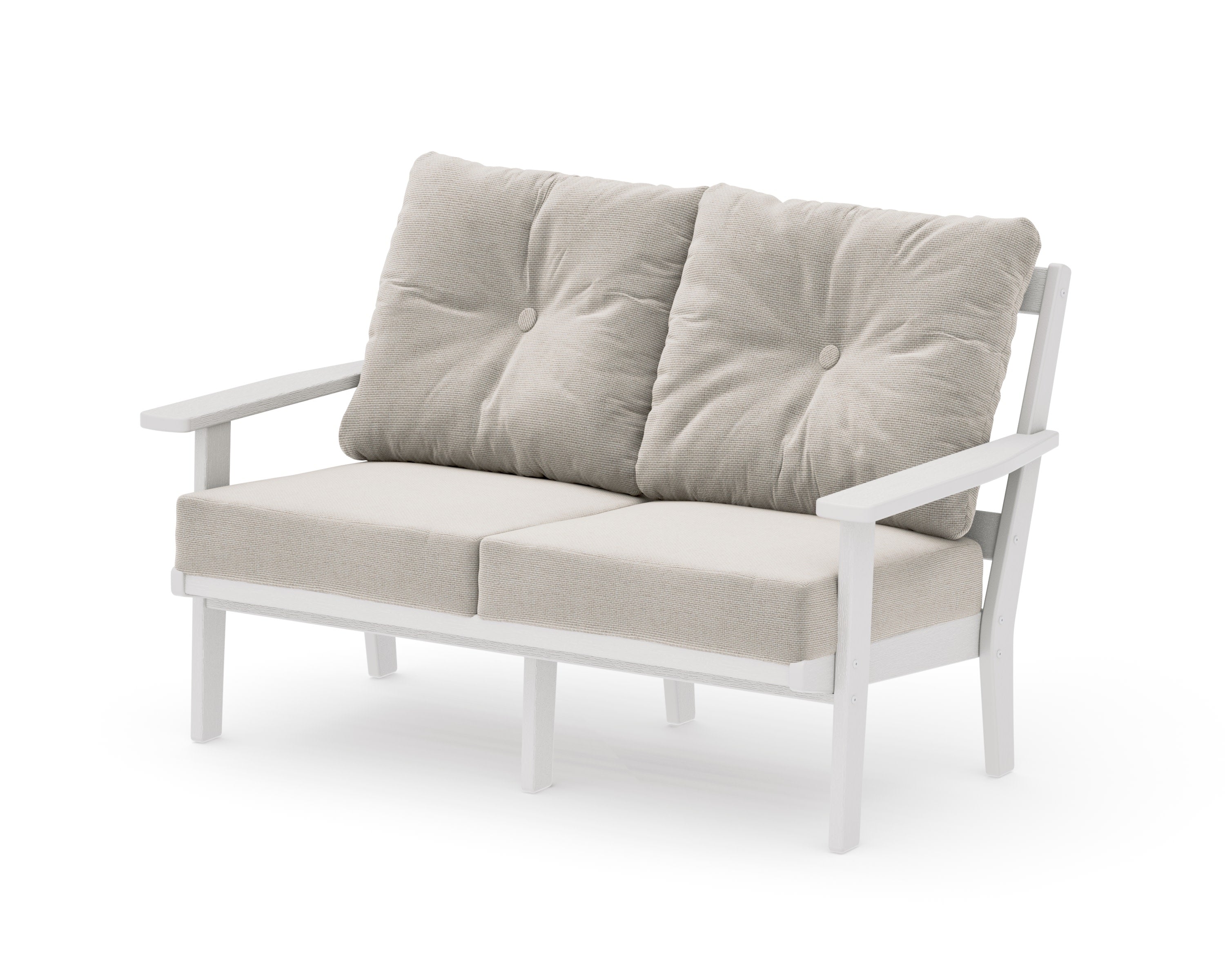 Oxford Deep SeatingLoveseat in Vintage White / Dune Burlap