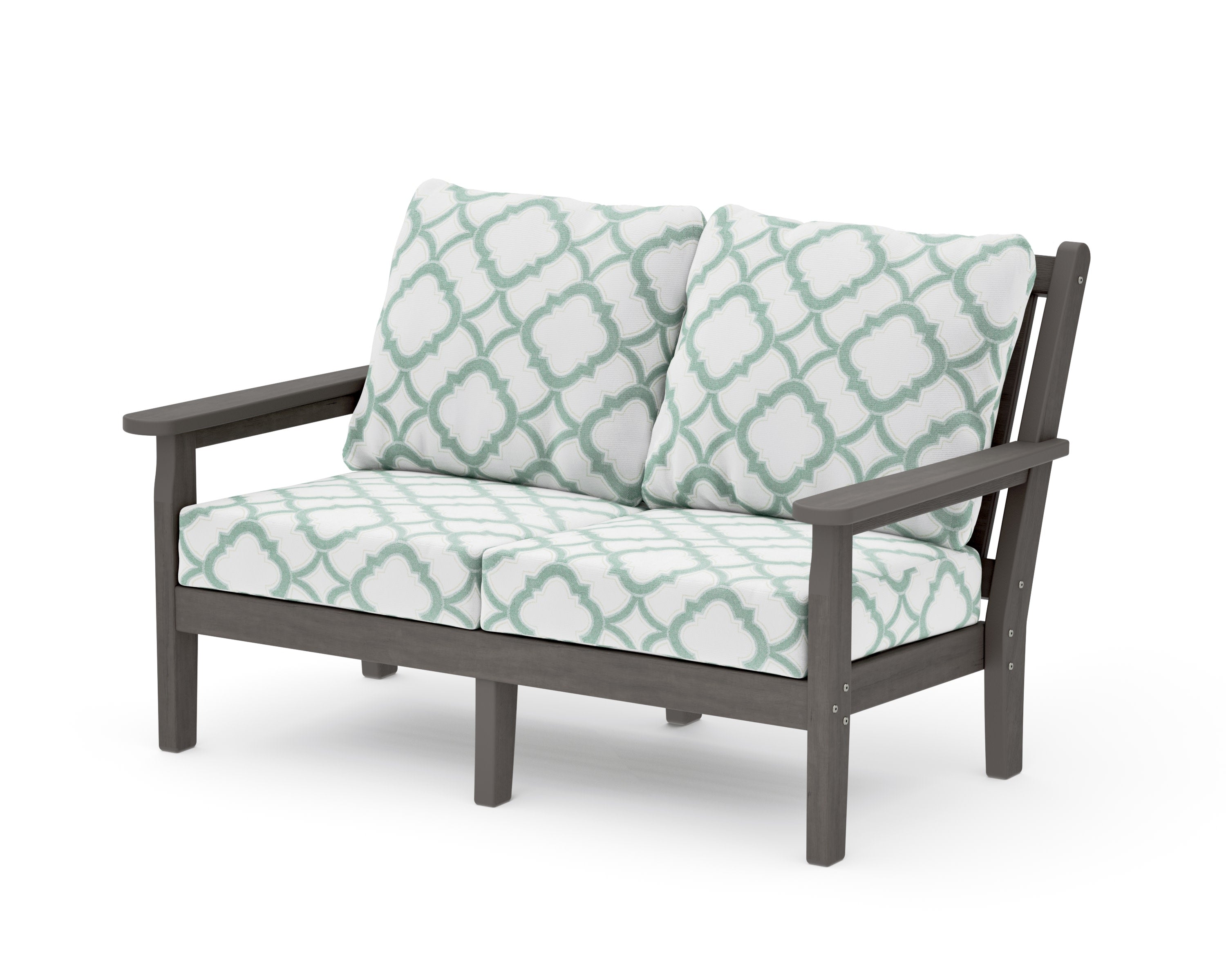 Chippendale Deep Seating Loveseat in Driftwood / Trellis Glacier Spa