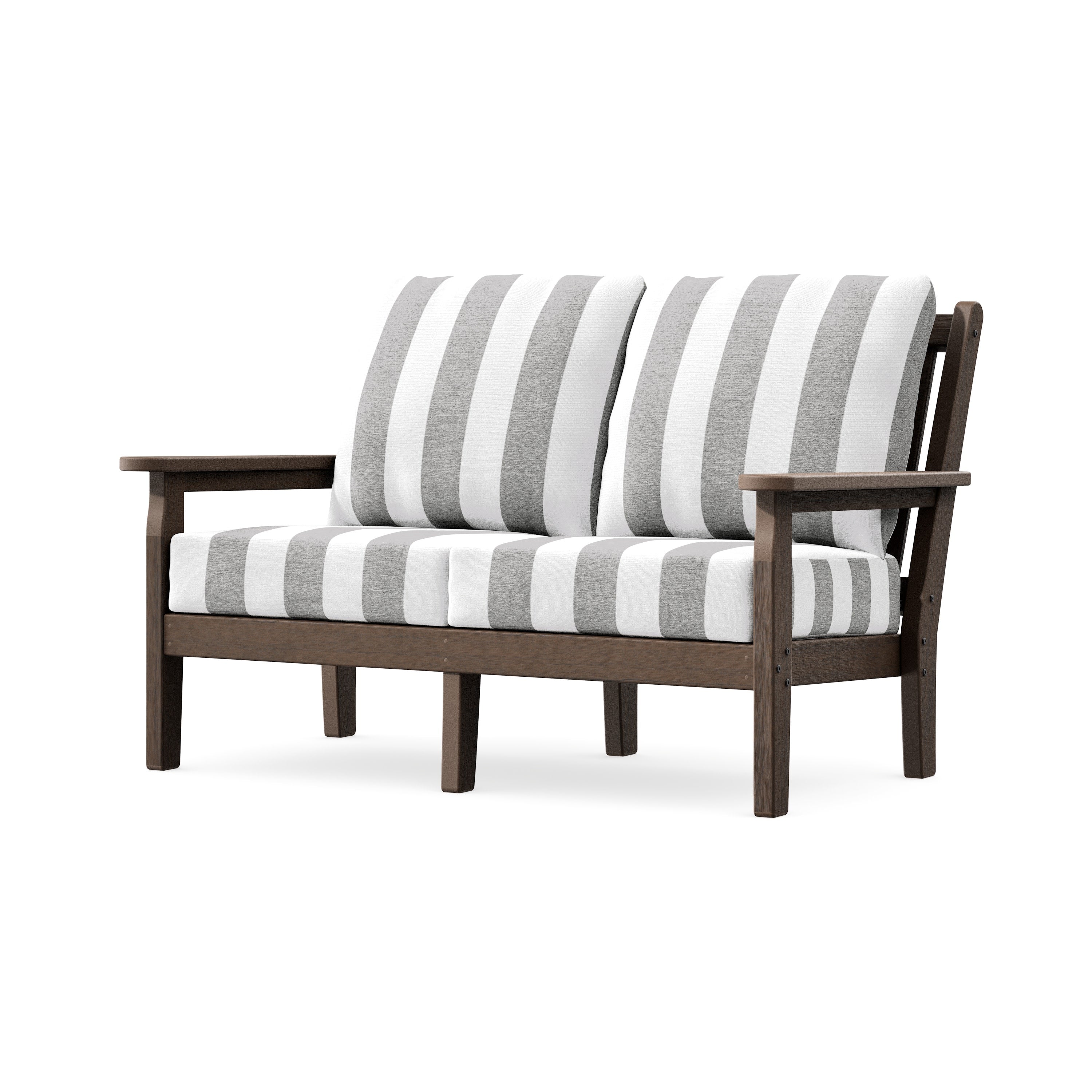 Chippendale Deep Seating Loveseat in Kona / Cabana Stripe Grey Mist