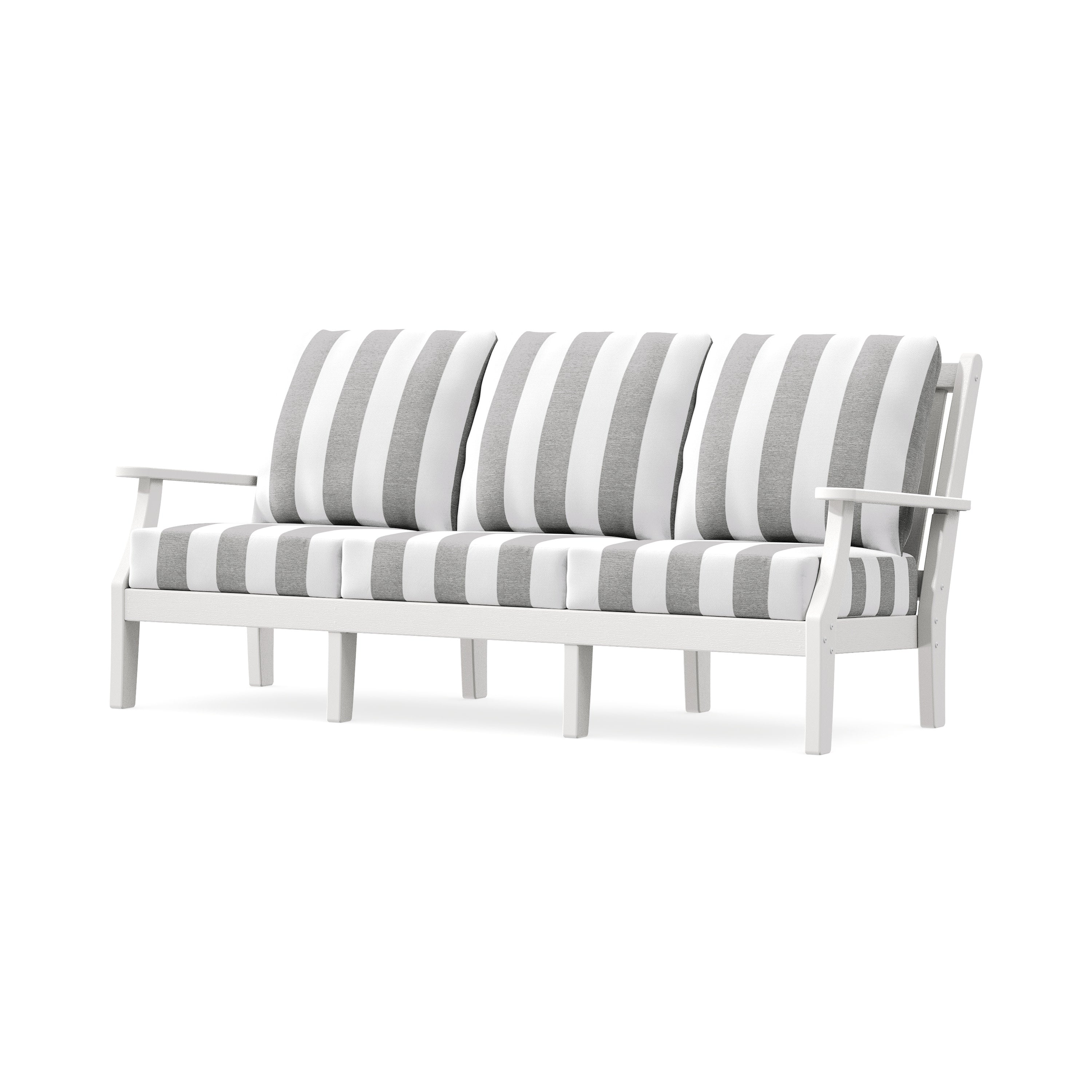 Wovendale Deep Seating Sofa in Vintage White / Cabana Stripe Grey Mist