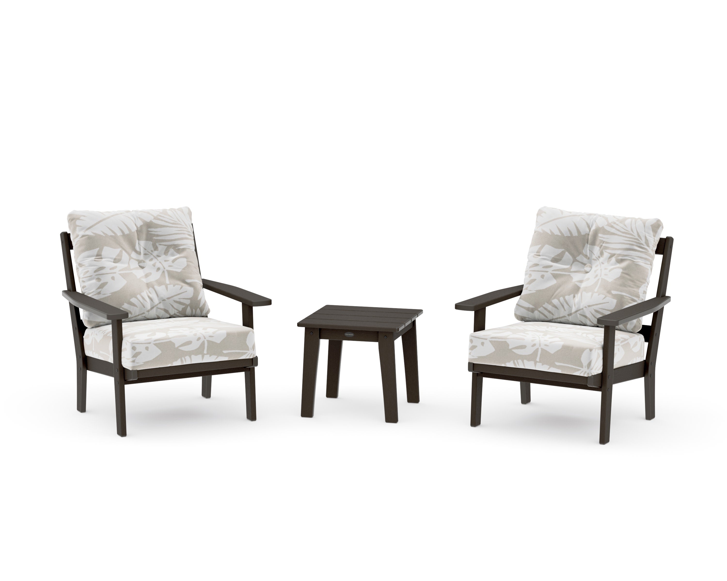 Oxford 3-Piece Deep Seating Set in Vintage Coffee / Leaf Dune Burlap