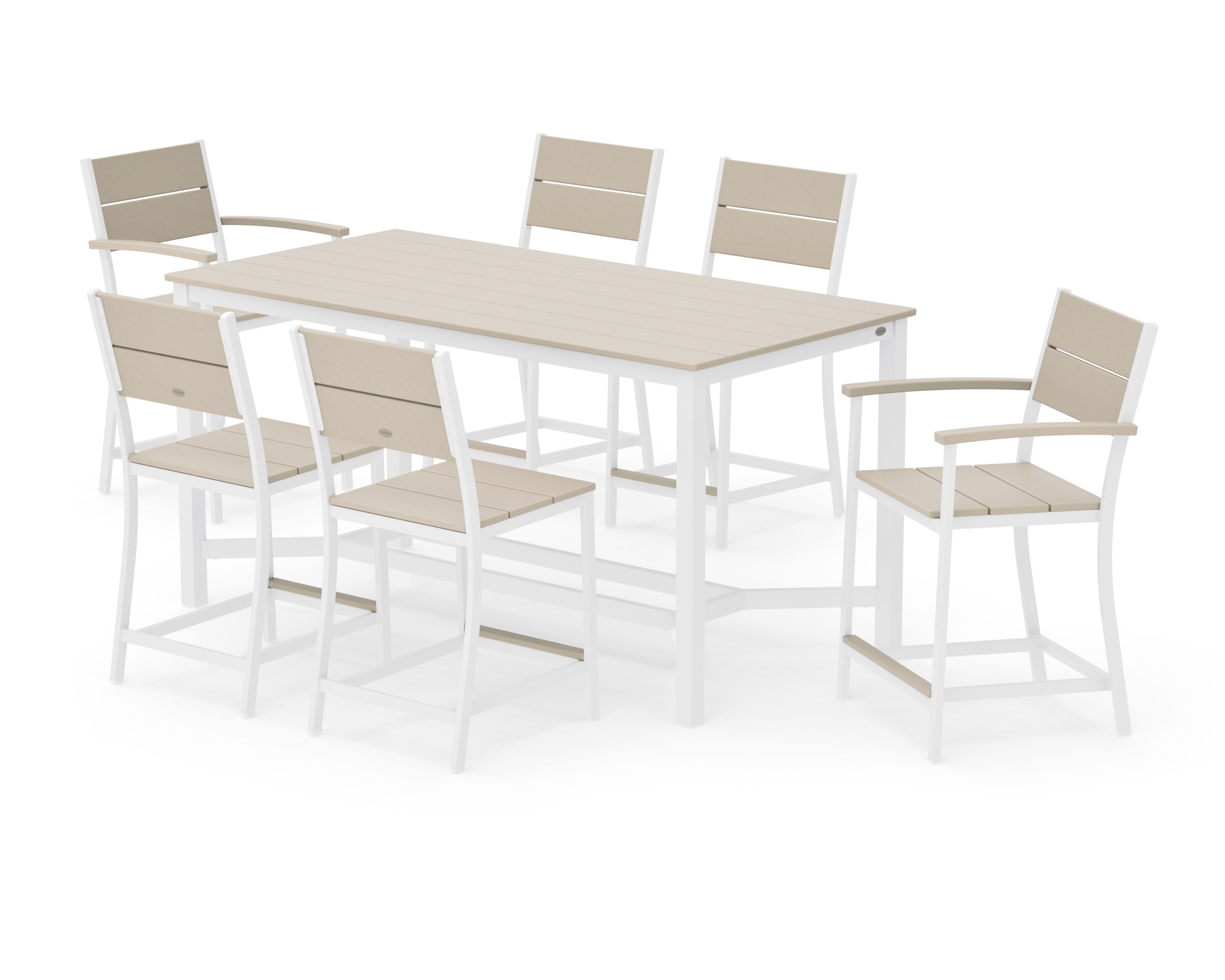 Main Street 7-Piece Counter Set in White / Sand