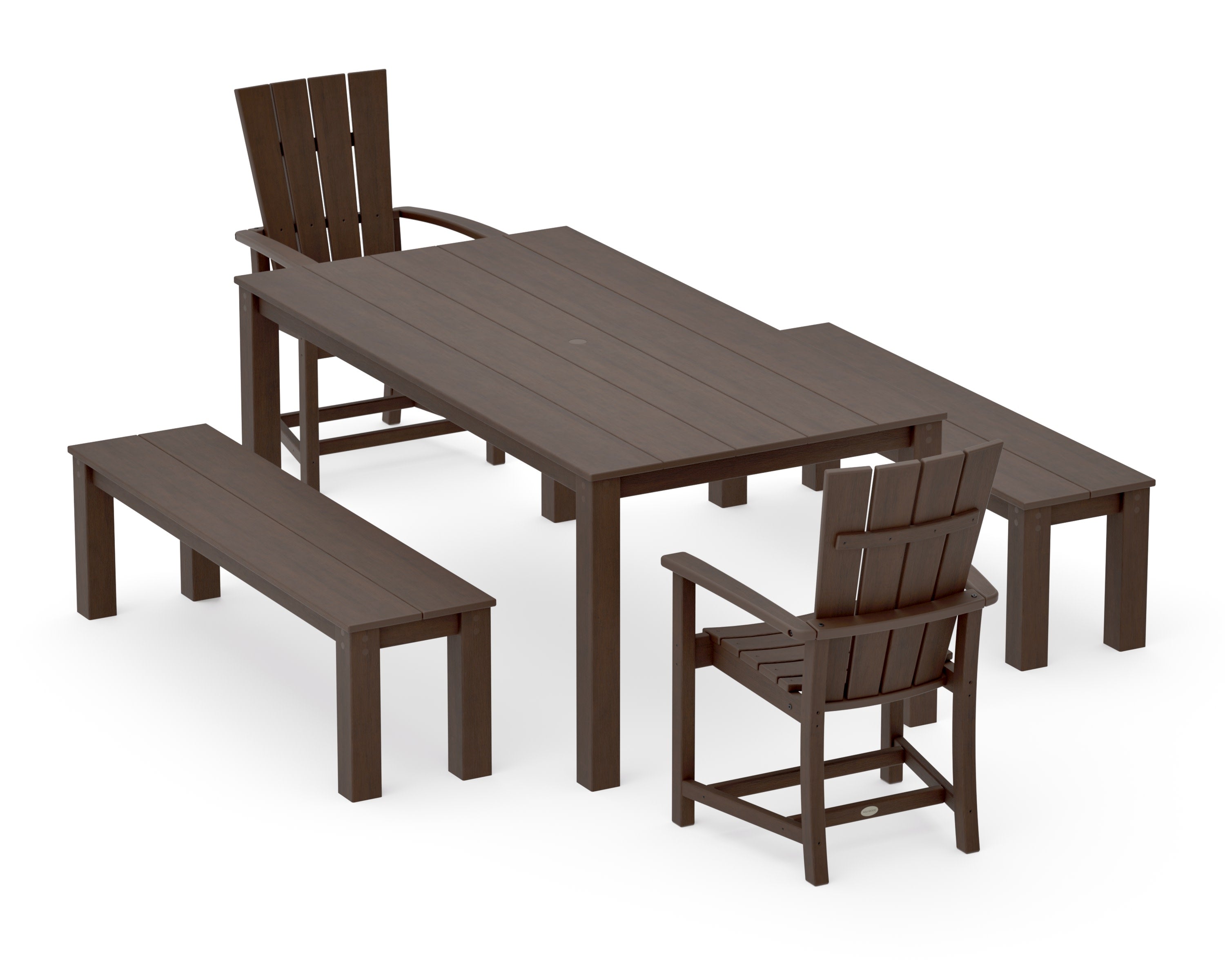 Quattro 5-Piece Parsons Dining Set with Benches in Kona