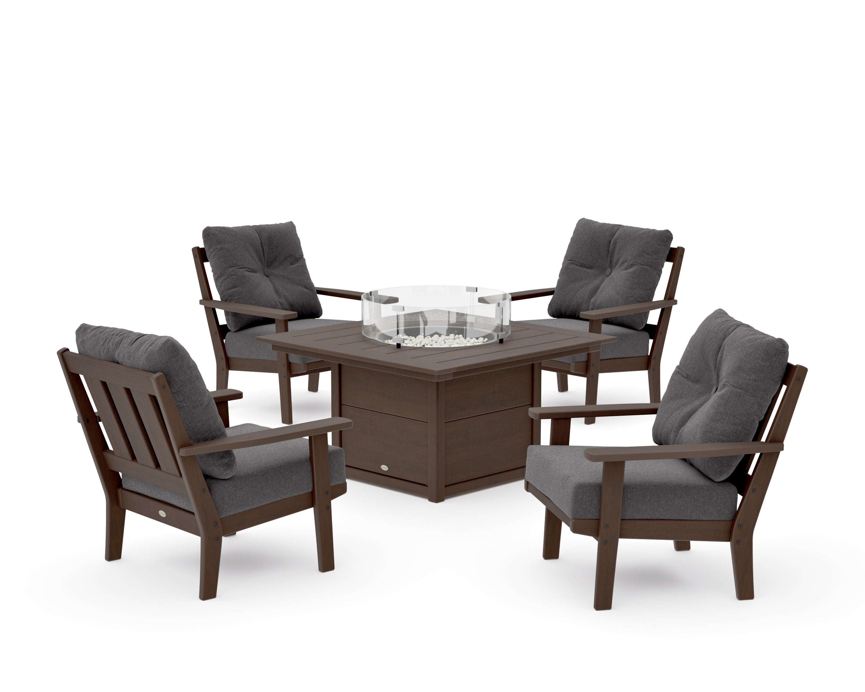 Oxford 5-Piece Deep Seating Set with Fire Pit Table in Kona / Ash Charcoal