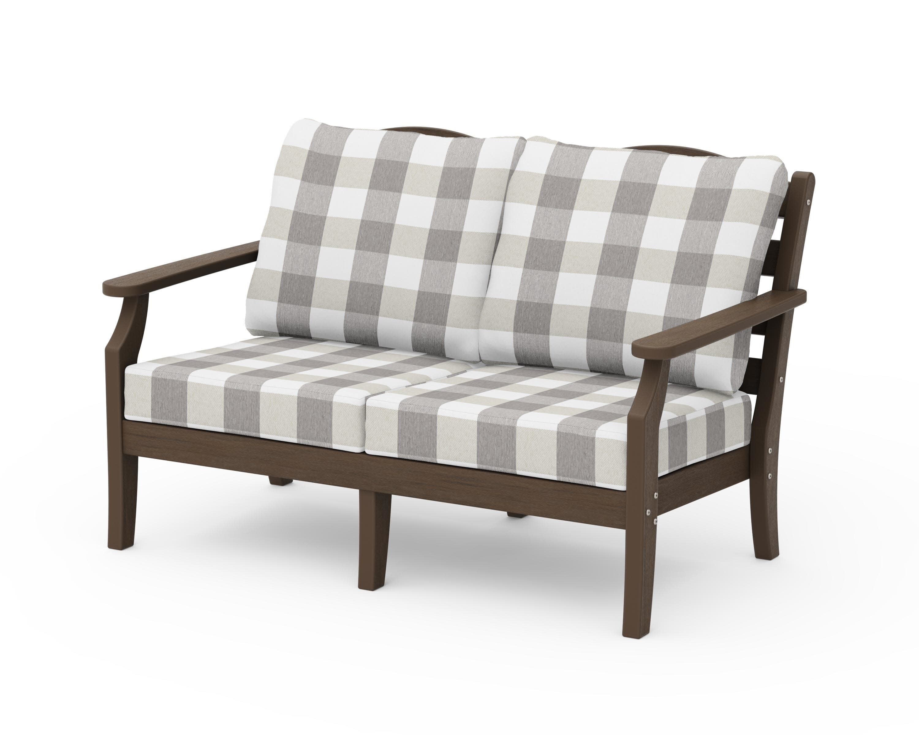 Savannah Deep Seating Loveseat in Kona / Buffalo Plaid Grey Mist