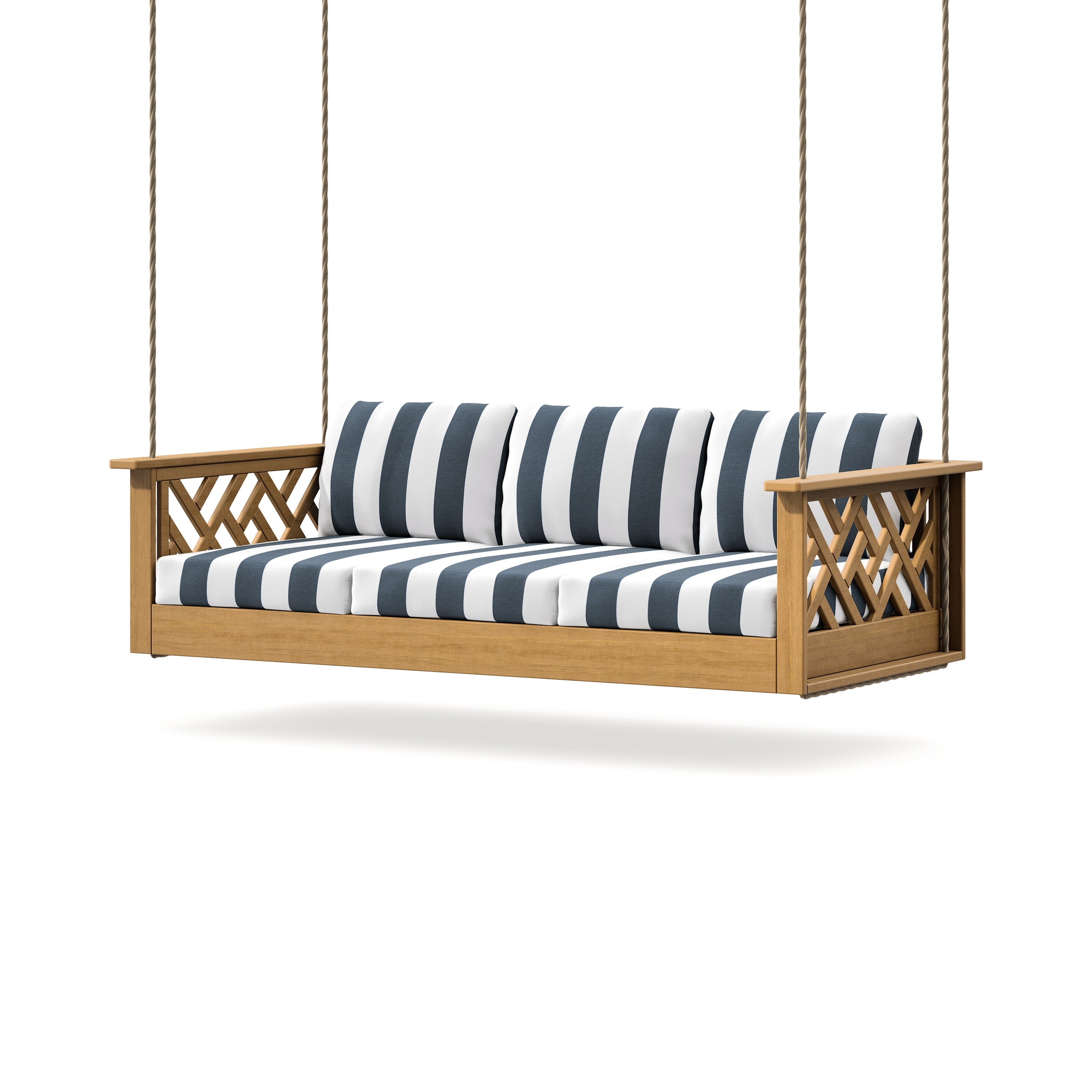 Chippendale Daybed Swing in Natural / Cabana Stripe Marine Indigo