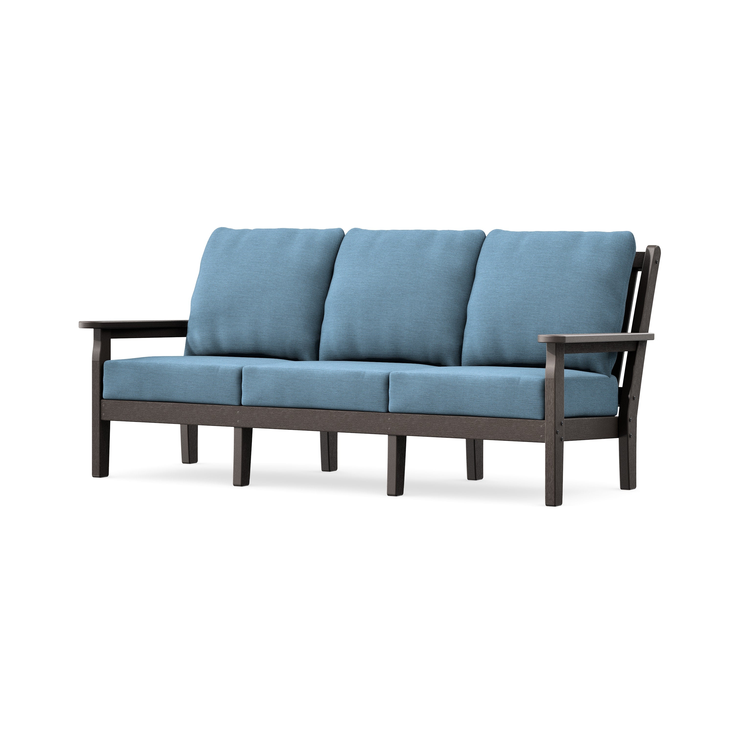 Chippendale Deep Seating Sofa in Vintage Coffee / Sky Blue