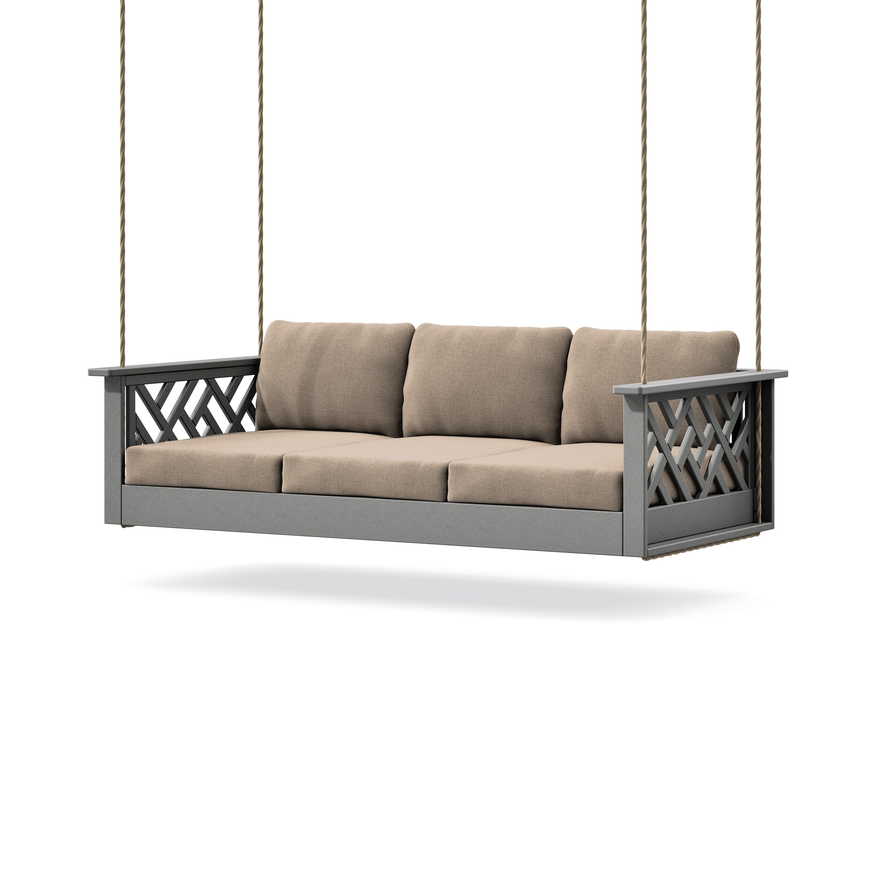 Chippendale Daybed Swing in Slate Grey / Spiced Burlap