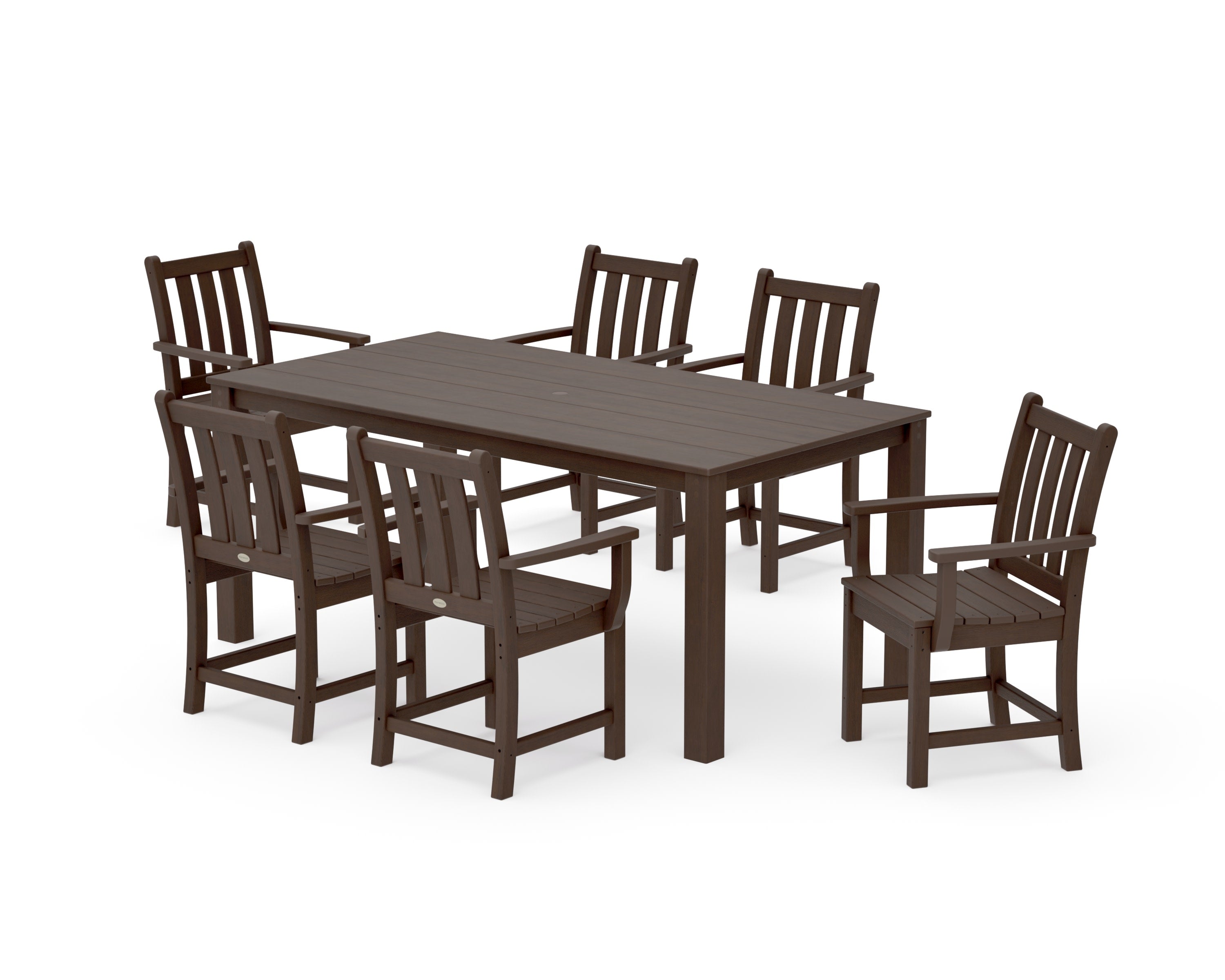 Traditional Garden Arm Chair 7-Piece Parsons Dining Set in Kona