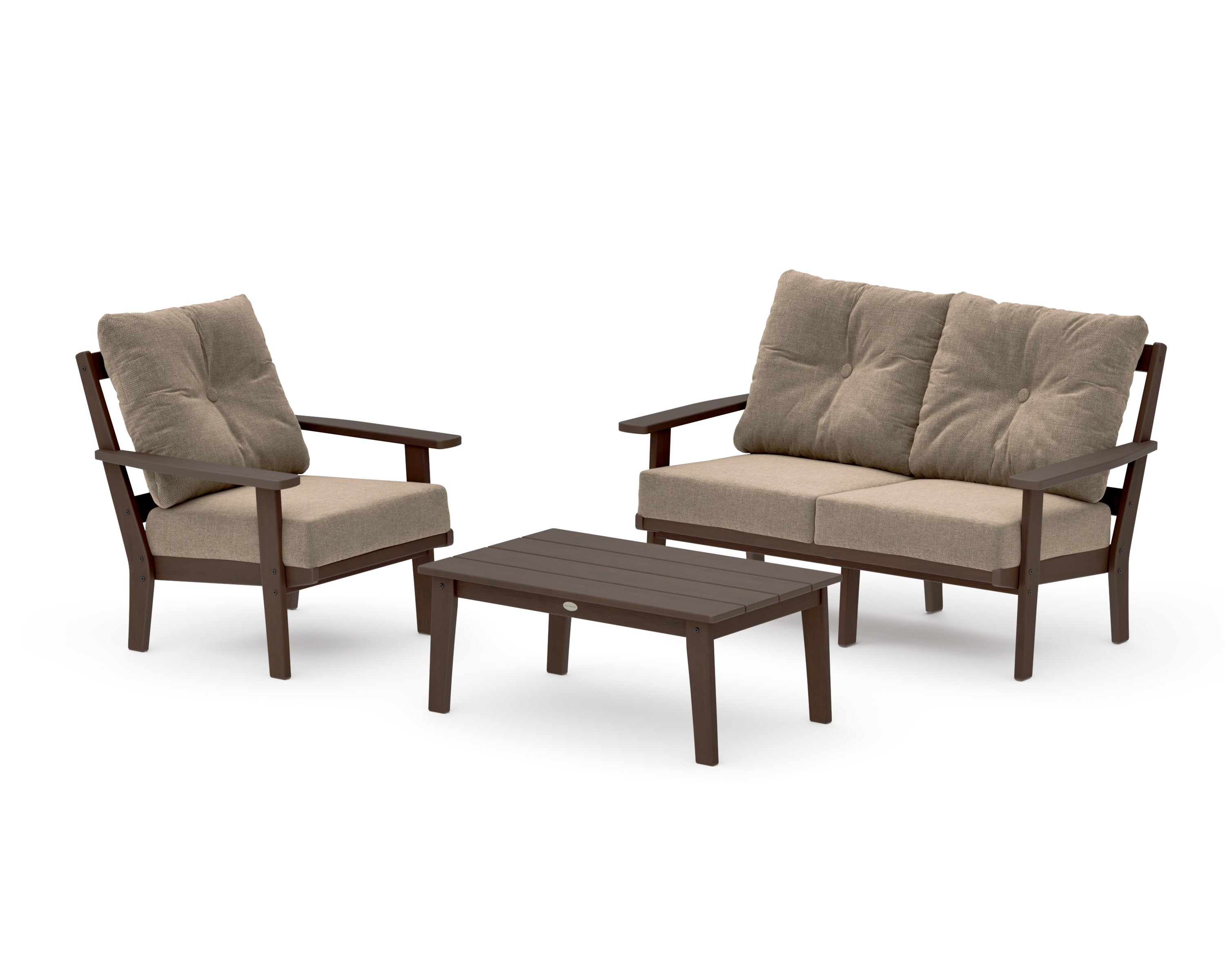 Oxford 3-Piece Deep Seating Set with Loveseat in Kona / Spiced Burlap