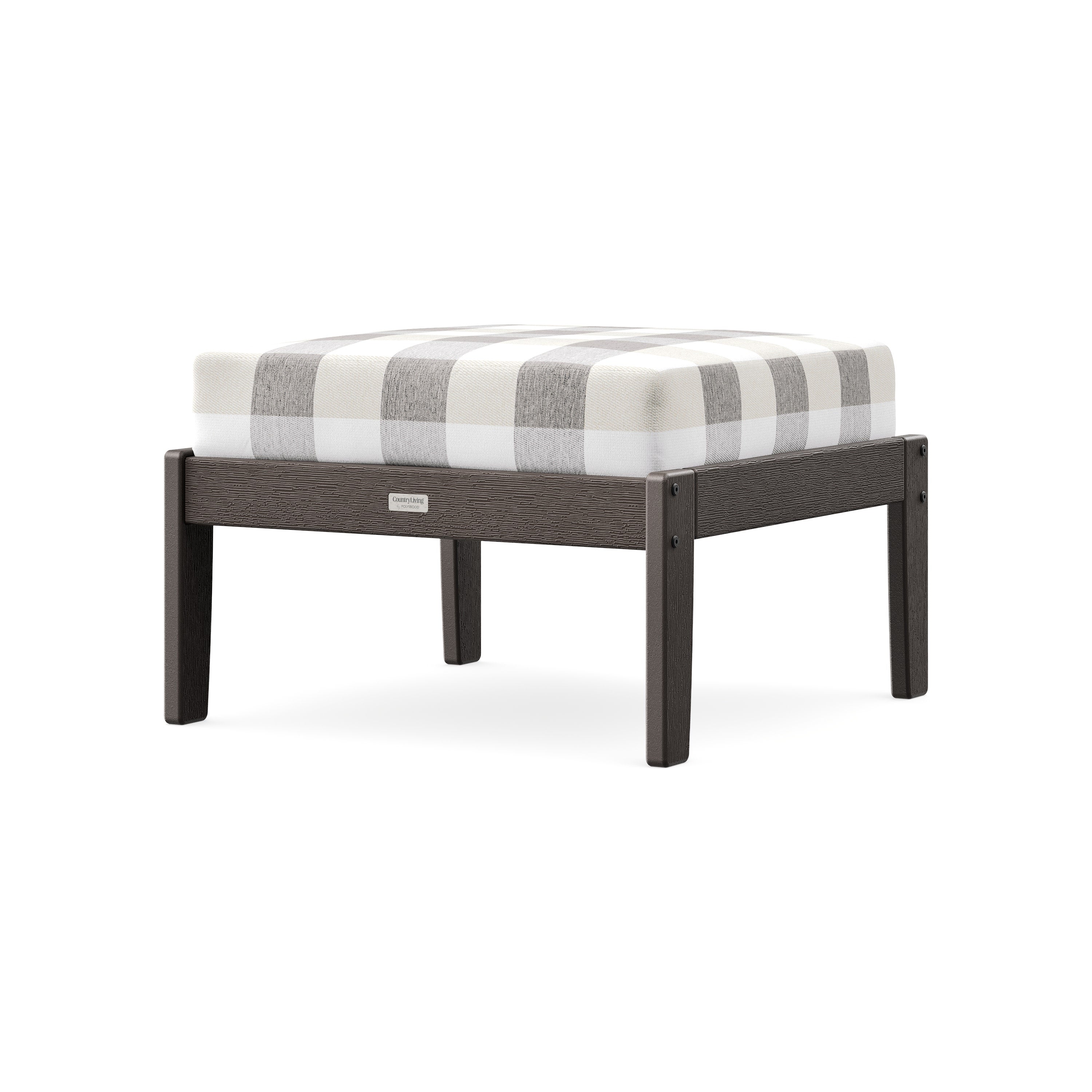 Cottage Deep Seating Ottoman in Vintage Coffee / Buffalo Plaid Grey Mist
