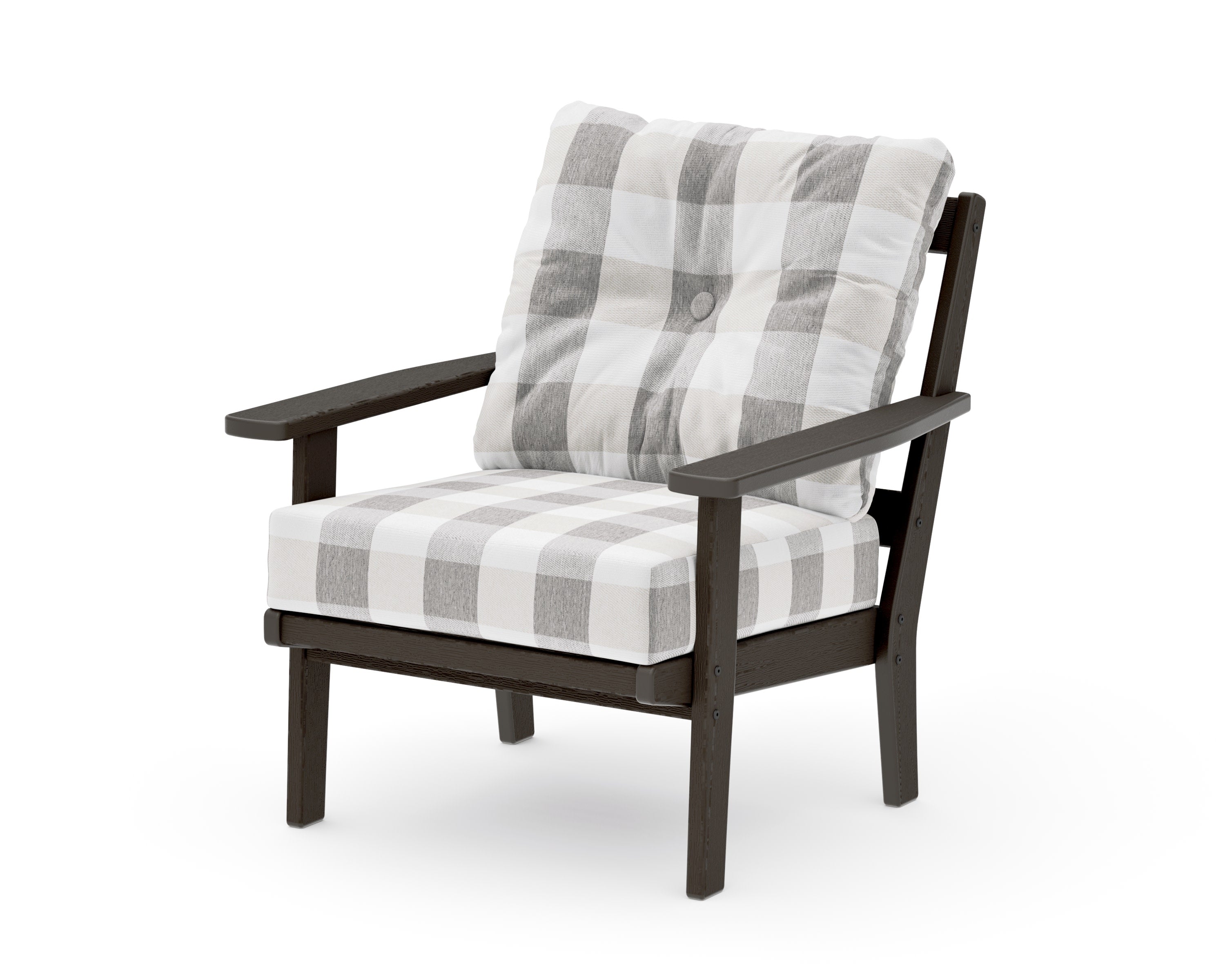 Prairie Deep Seating Chair in Vintage Coffee / Buffalo Plaid Grey Mist