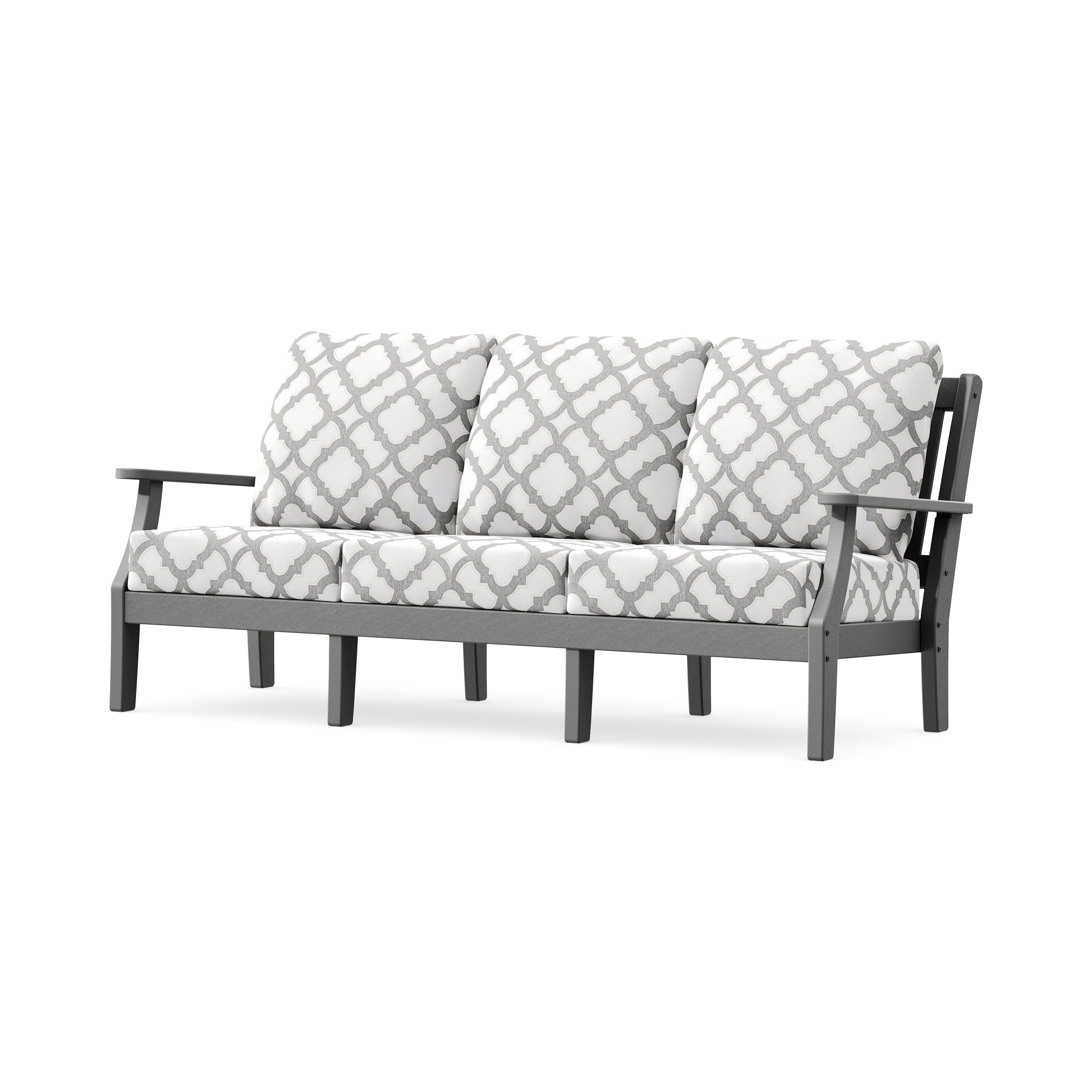 Chinoiserie Deep Seating Sofa in Slate Grey / Trellis Grey Mist