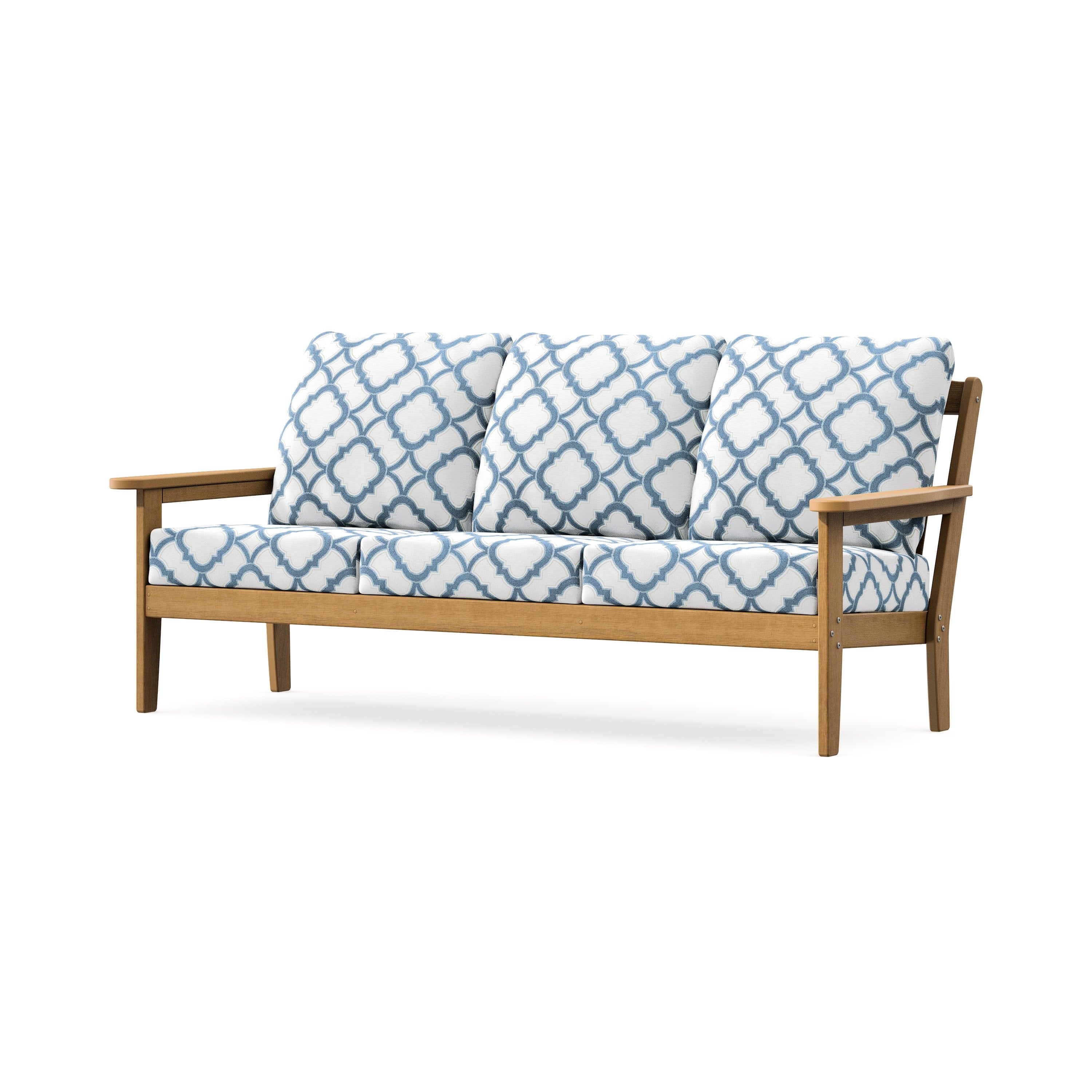 Cottage Deep Seating Sofa in Natural / Trellis Sky Blue