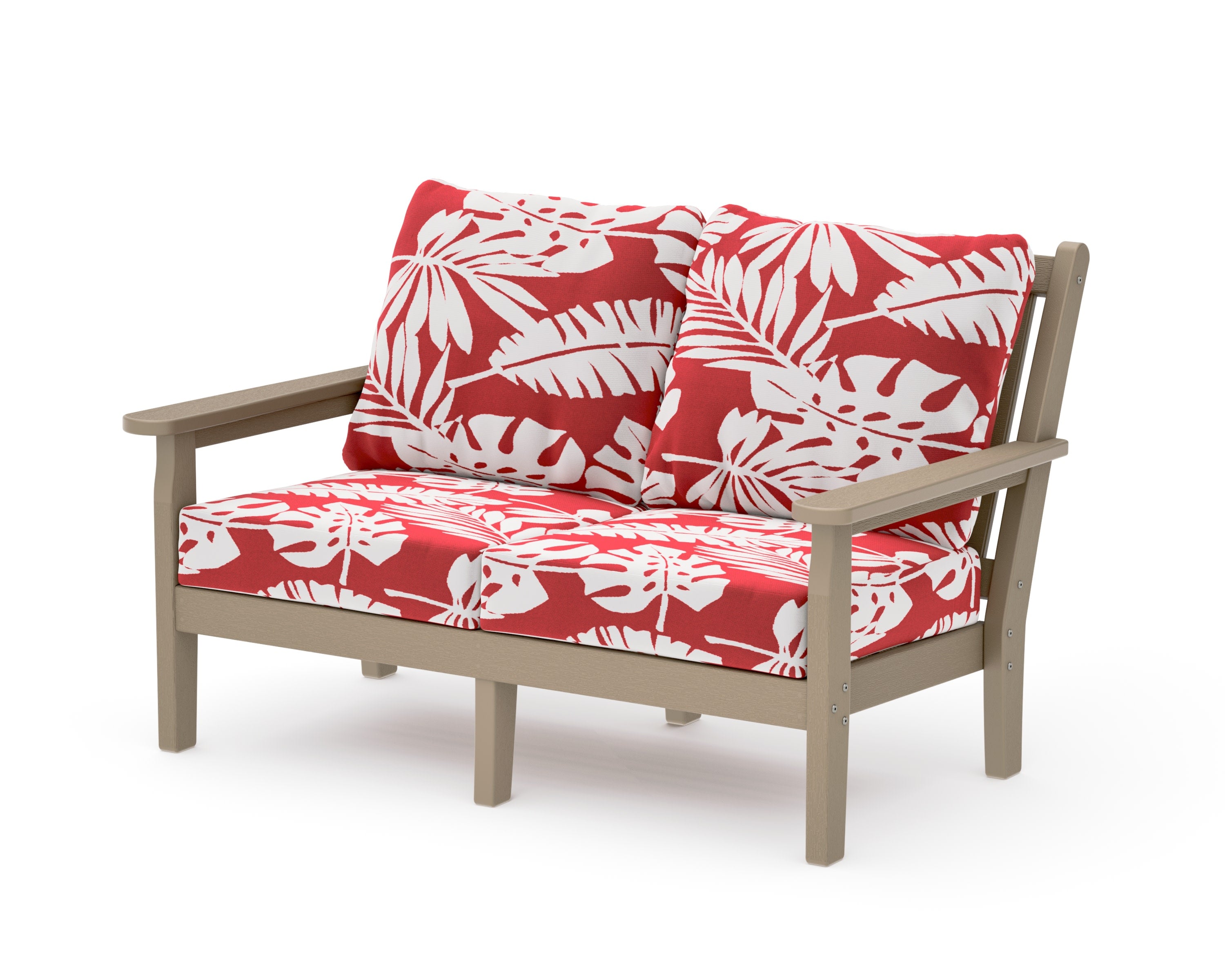 Chippendale Deep Seating Loveseat in Vintage Sahara / Leaf Crimson