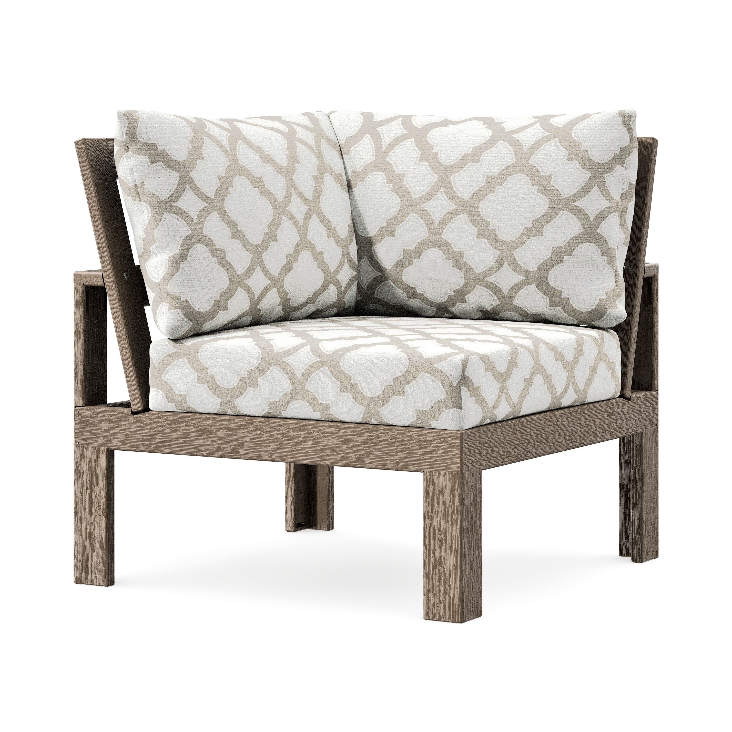 Modular Corner Chair in Vintage Sahara / Trellis Dune Burlap