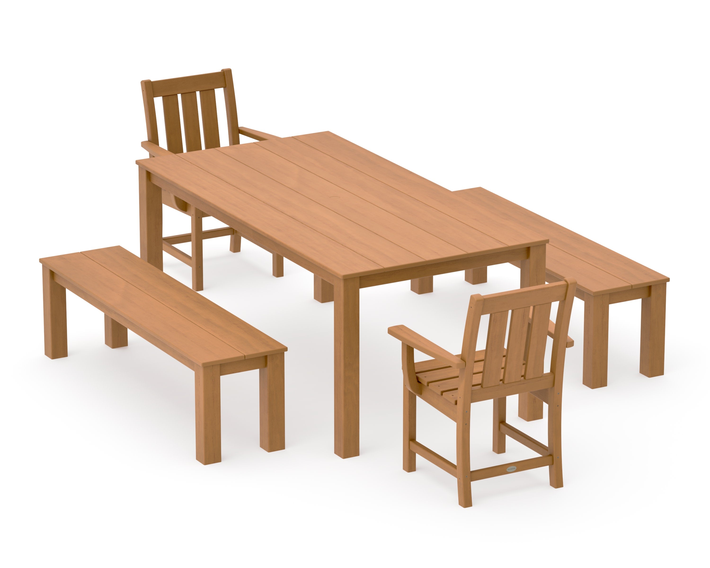 Oxford 5-Piece Parsons Dining Set with Benches in Natural