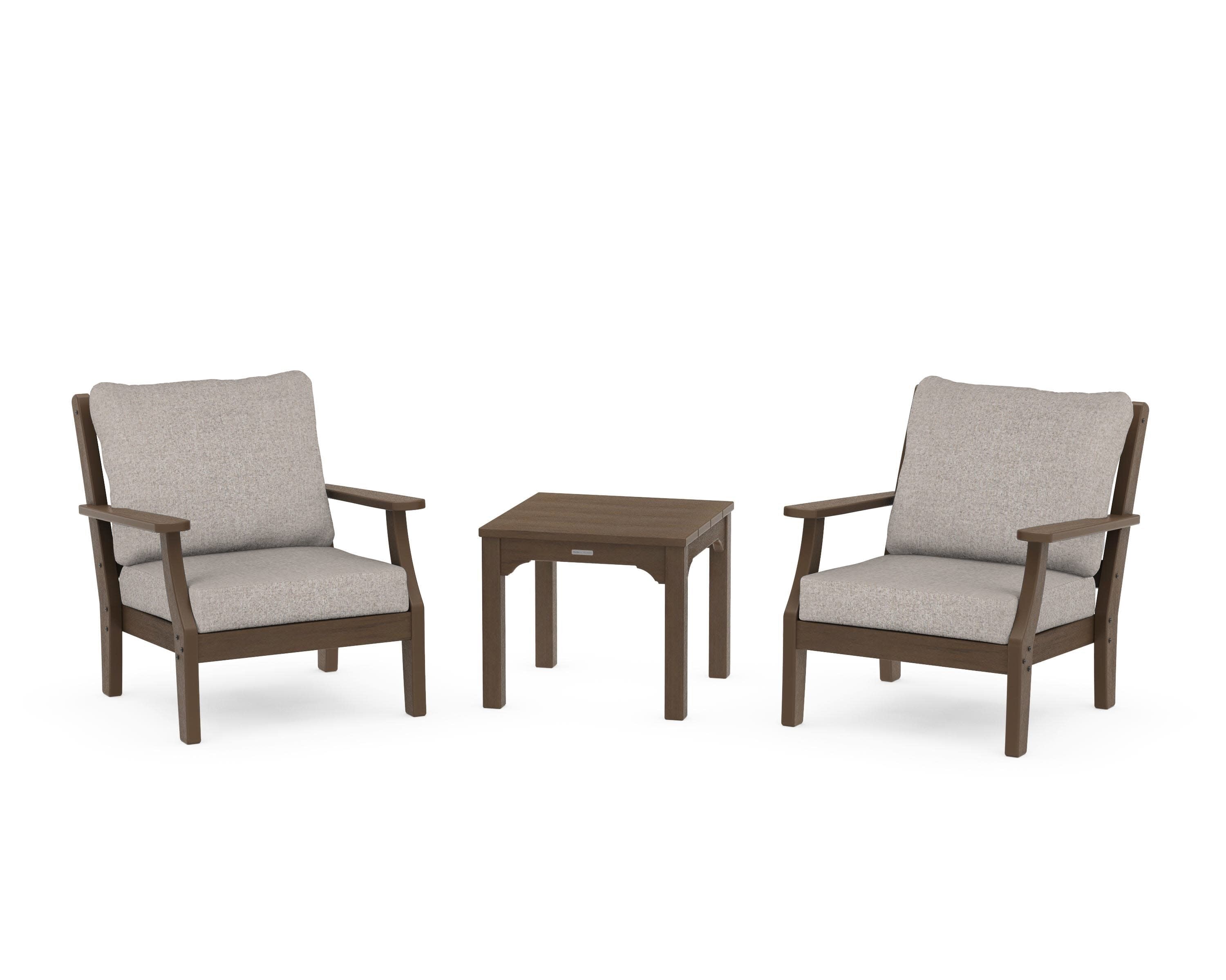 Chinoiserie 3-Piece Deep Seating Set in Kona / Weathered Tweed