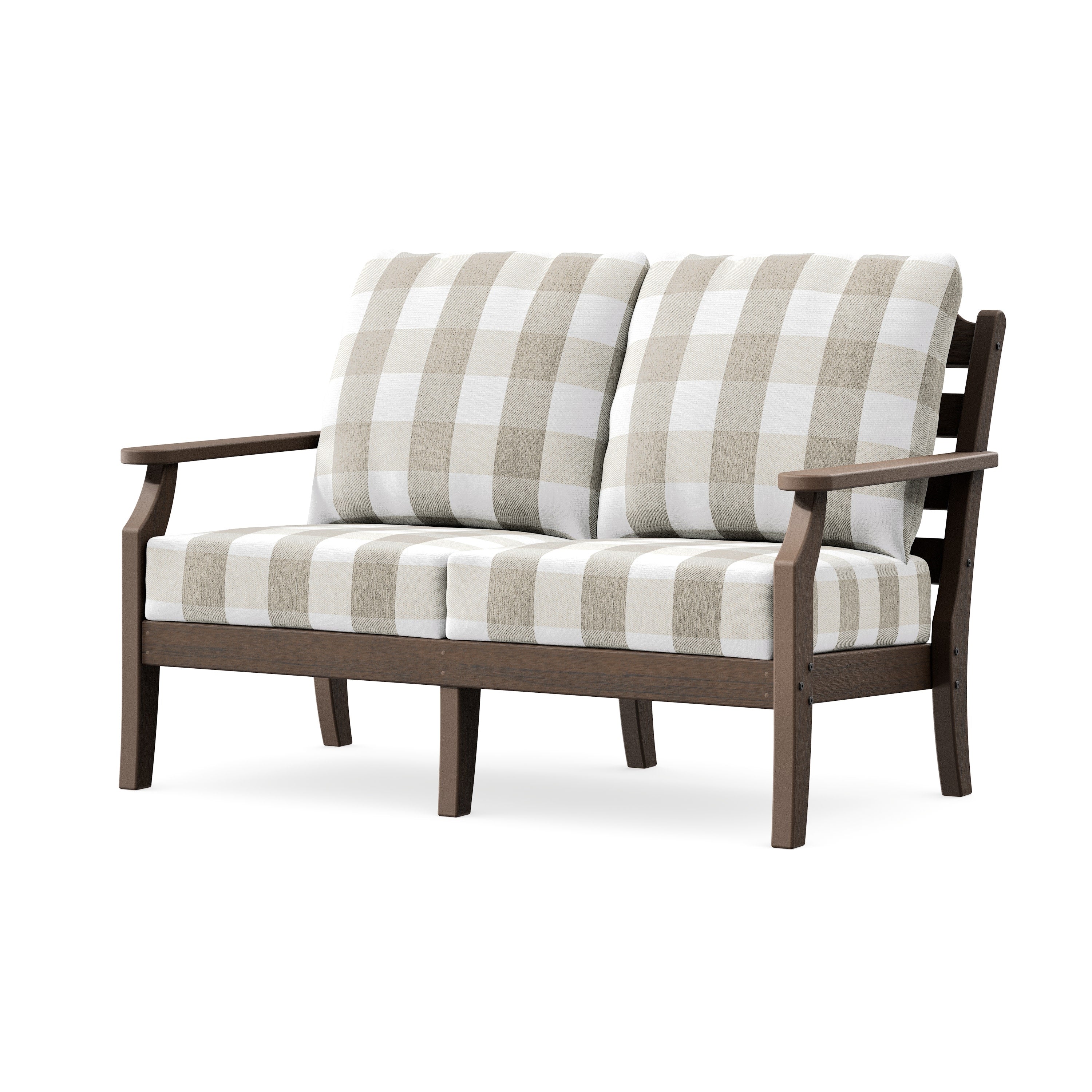 Savannah Deep Seating Loveseat in Kona / Buffalo Plaid Dune Burlap