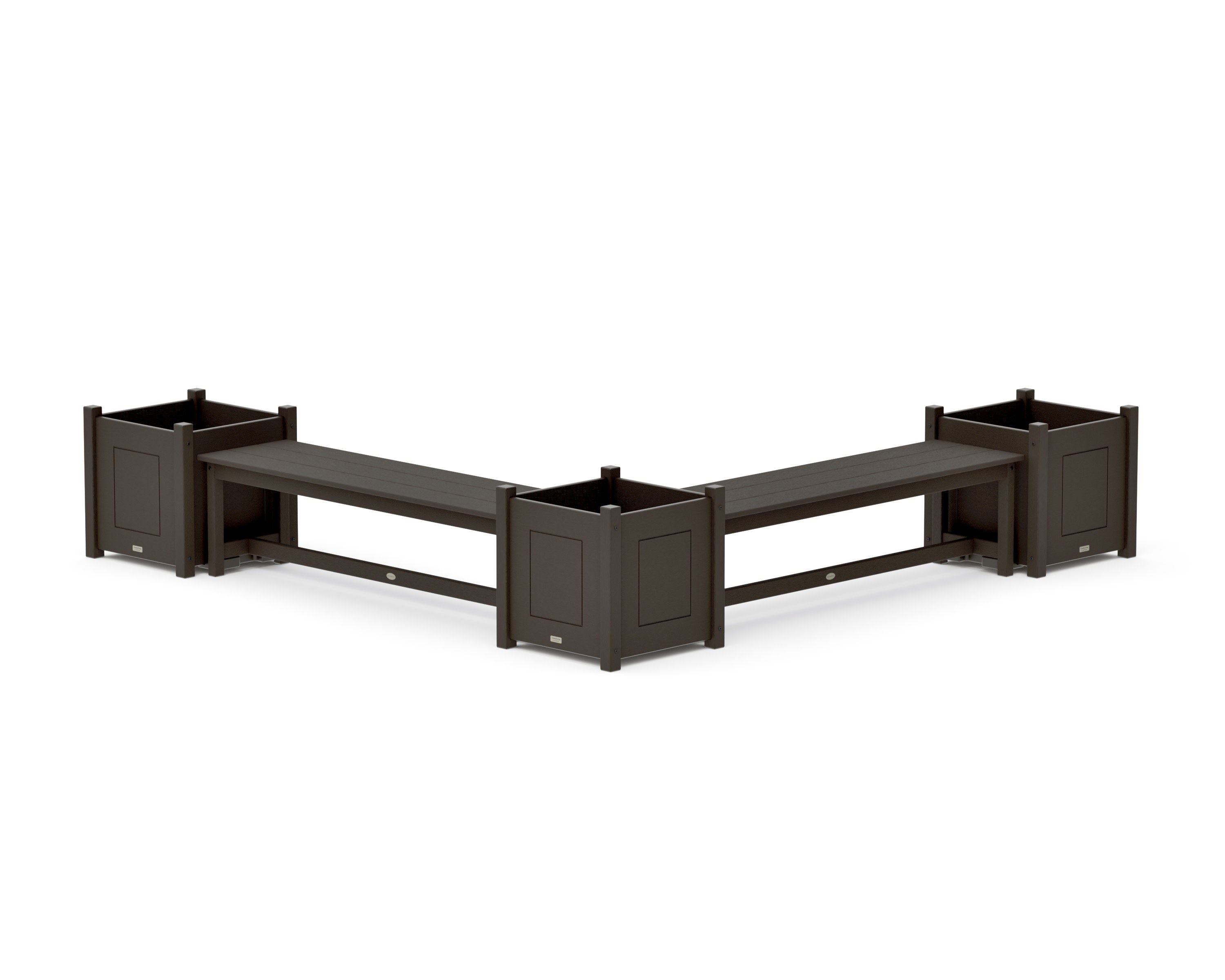 60" Country Living L- Shaped Planter Bench Corner Set - Large in Vintage Coffee
