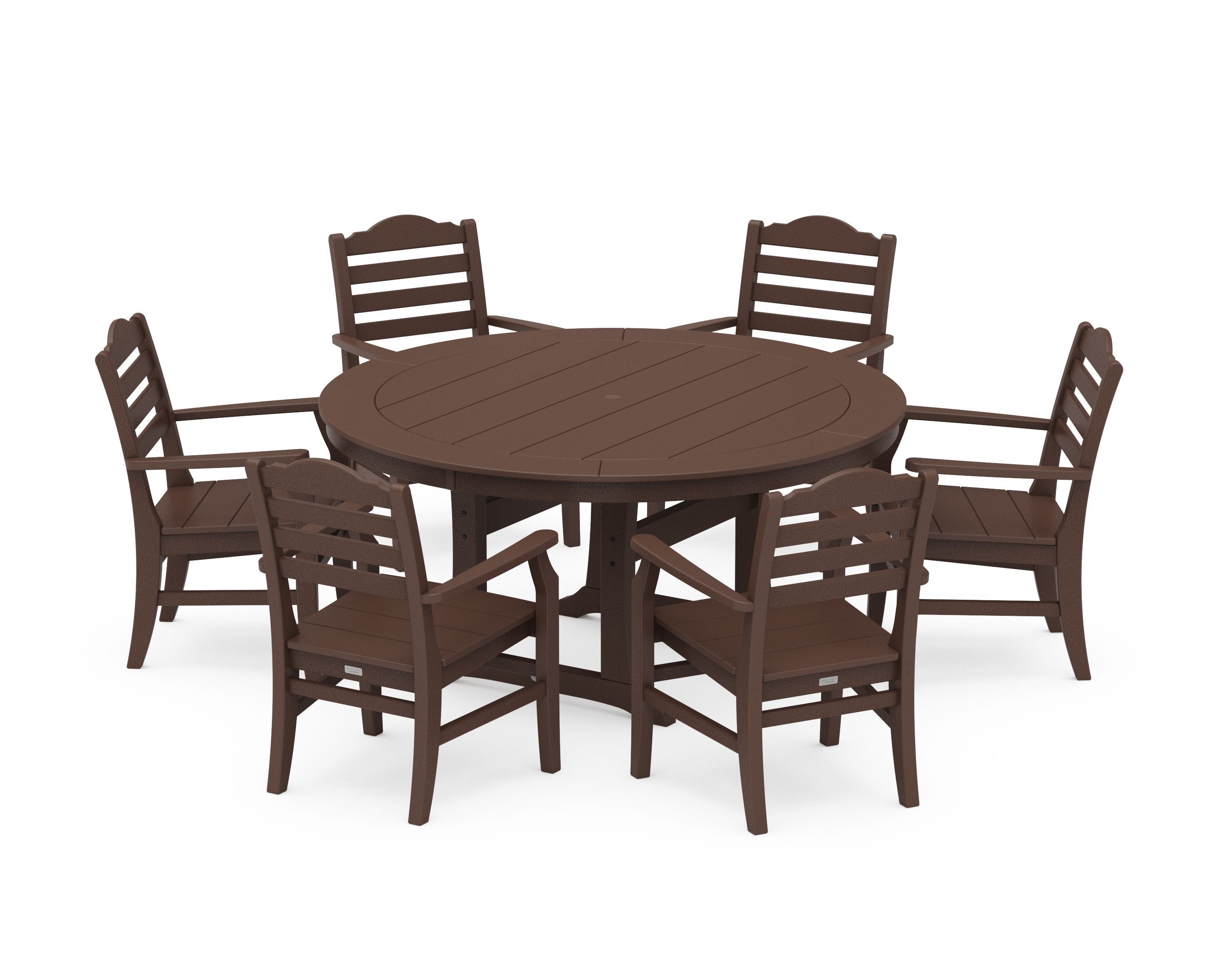 Savannah 7-Piece Arm Chair Round Dining Set in Mahogany