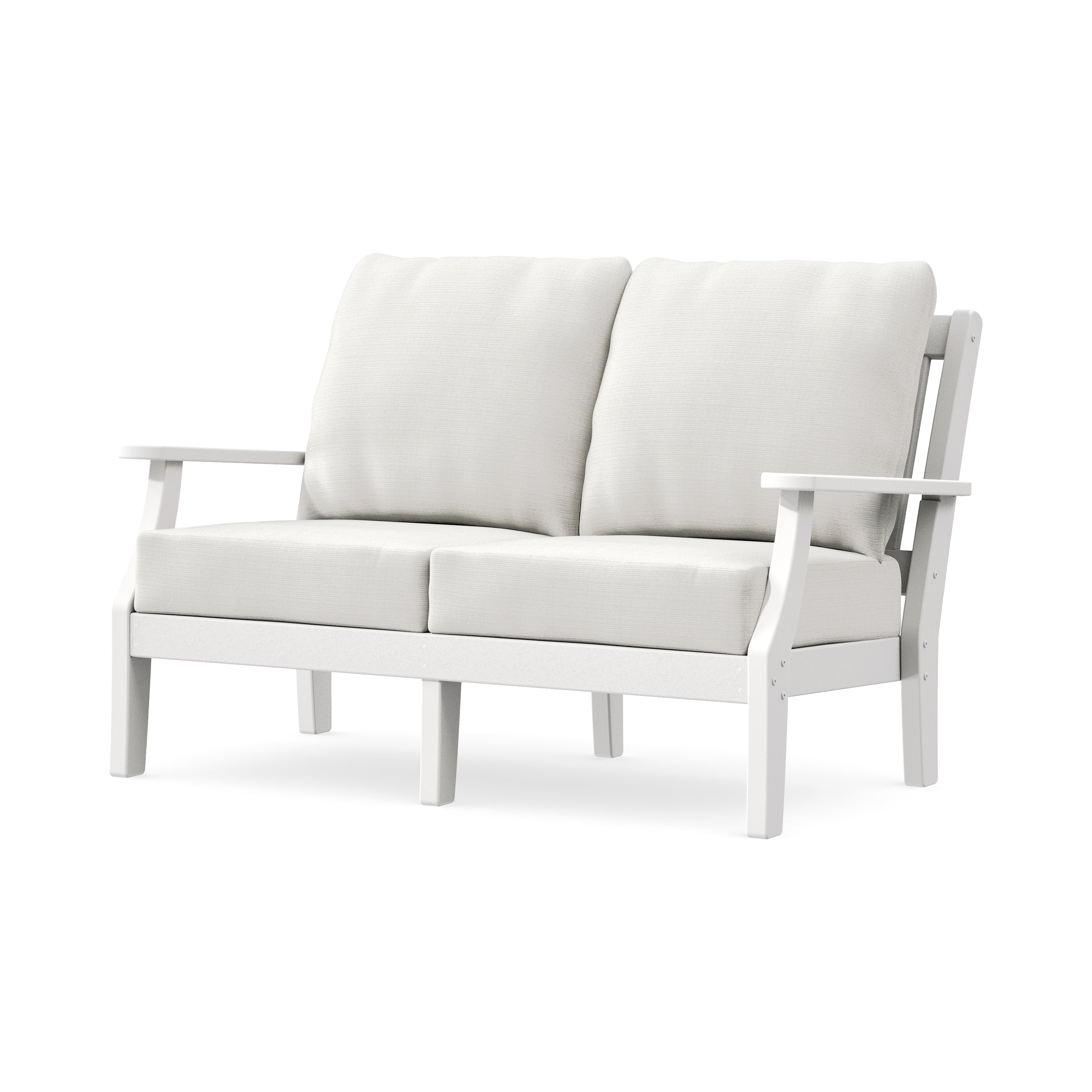 Chinoiserie Deep Seating Loveseat in White / Natural Linen