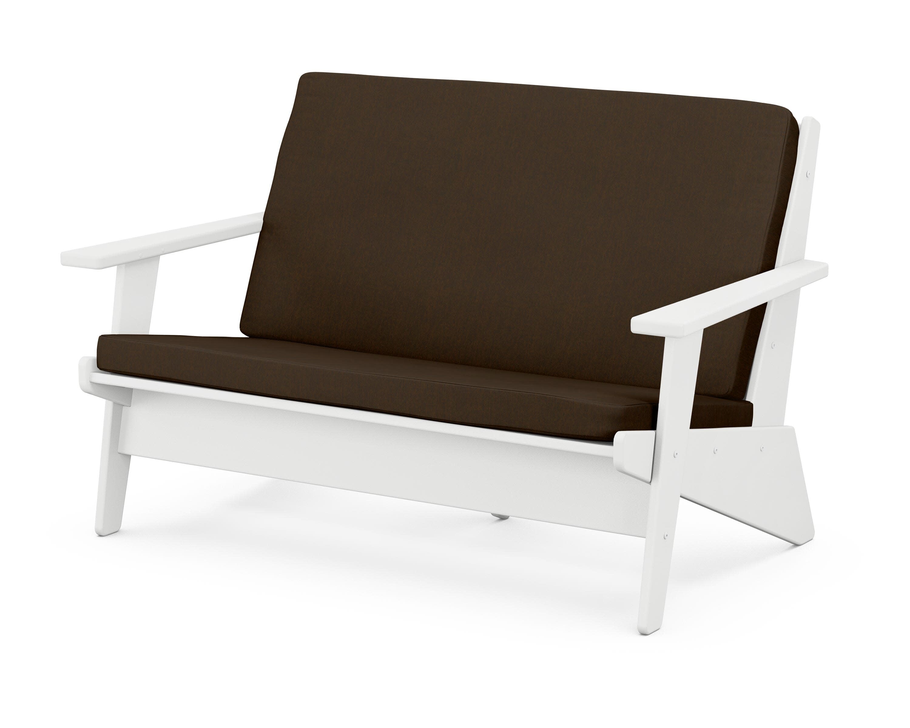 Riviera Modern Lounge Loveseat in White / Canvas Java