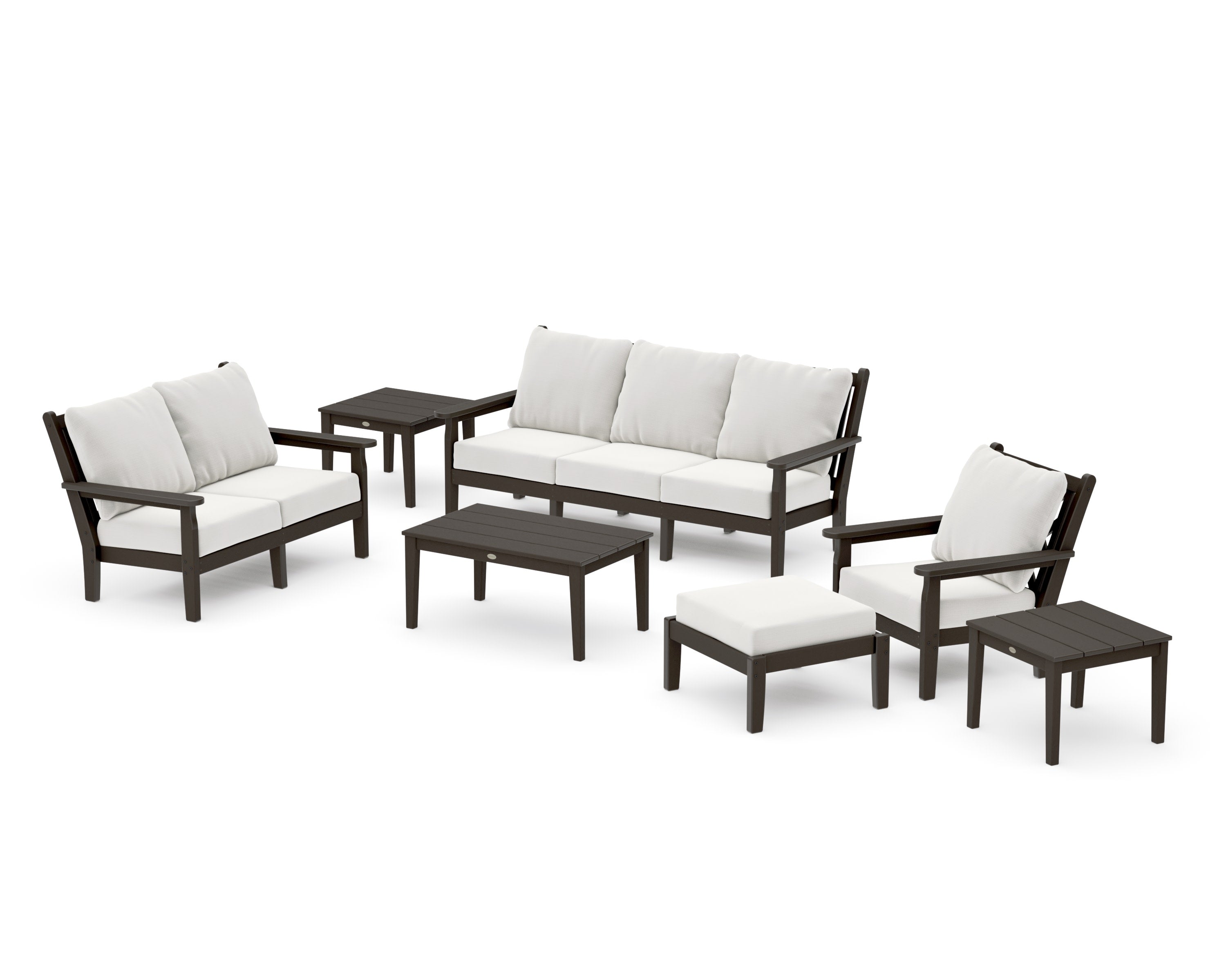 Chippendale 7-Piece Deep Seating Set in Vintage Coffee / Natural Linen