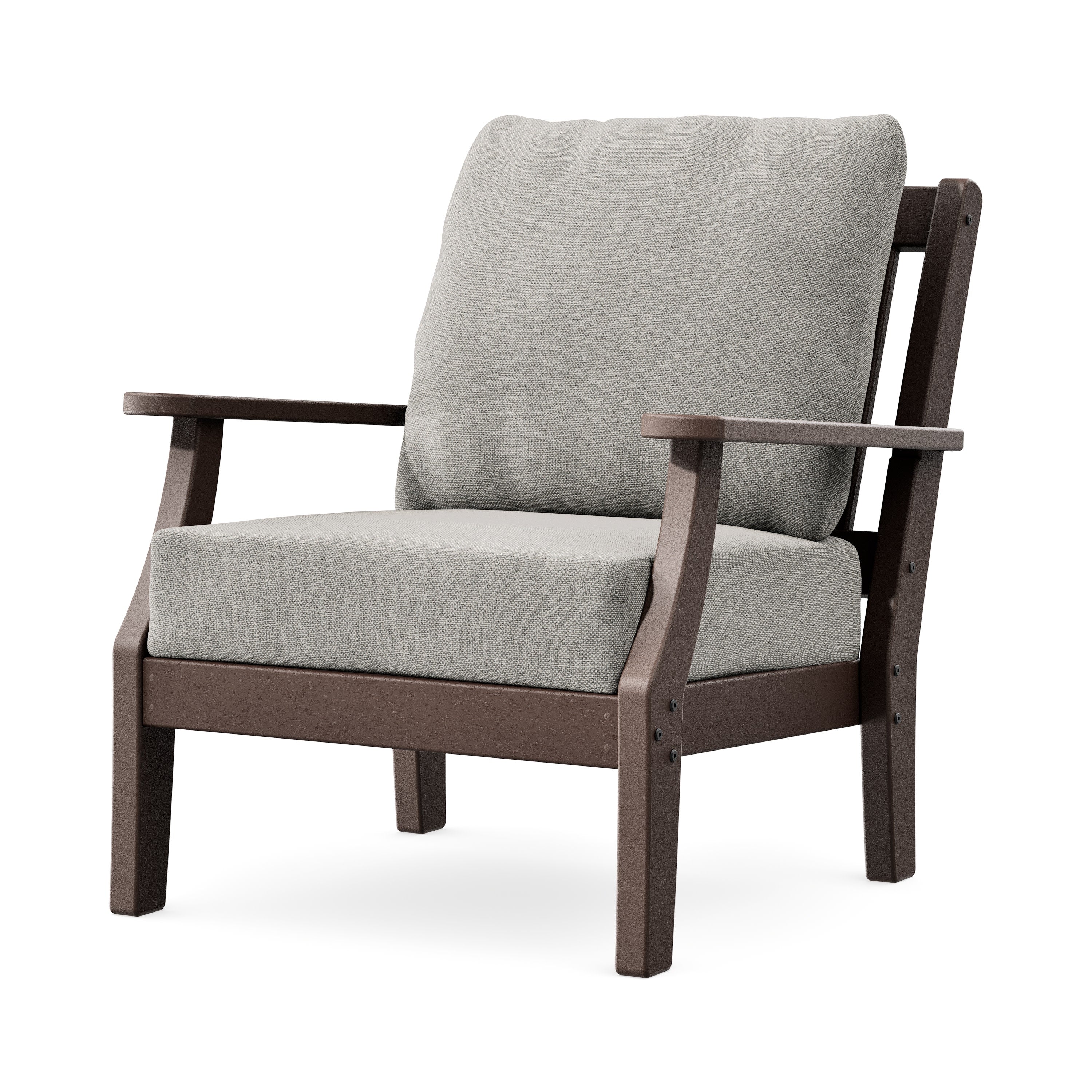 Chinoiserie Deep Seating Chair in Mahogany / Weathered Tweed