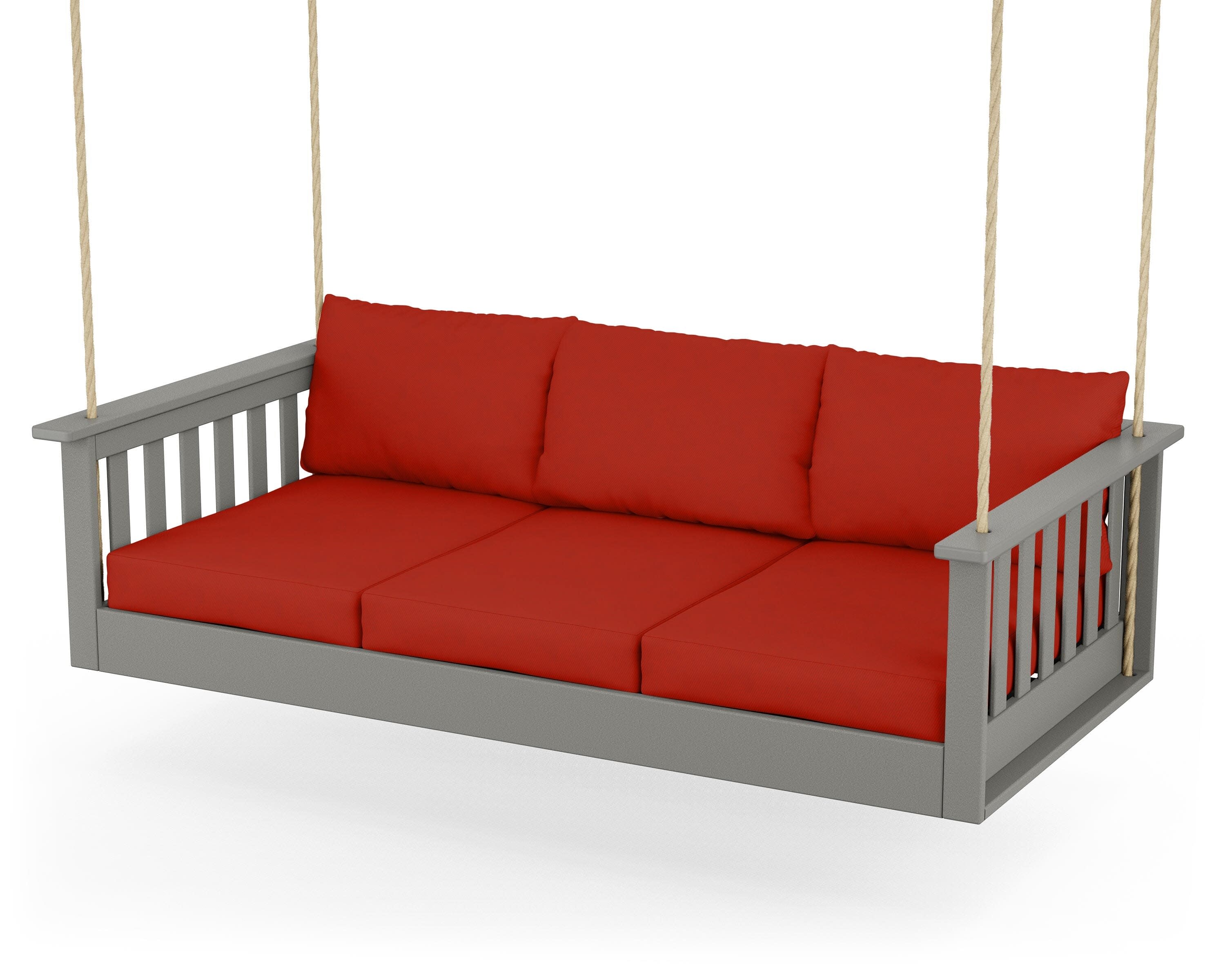 Vineyard Daybed Swing in Slate Grey / Canvas Jockey Red