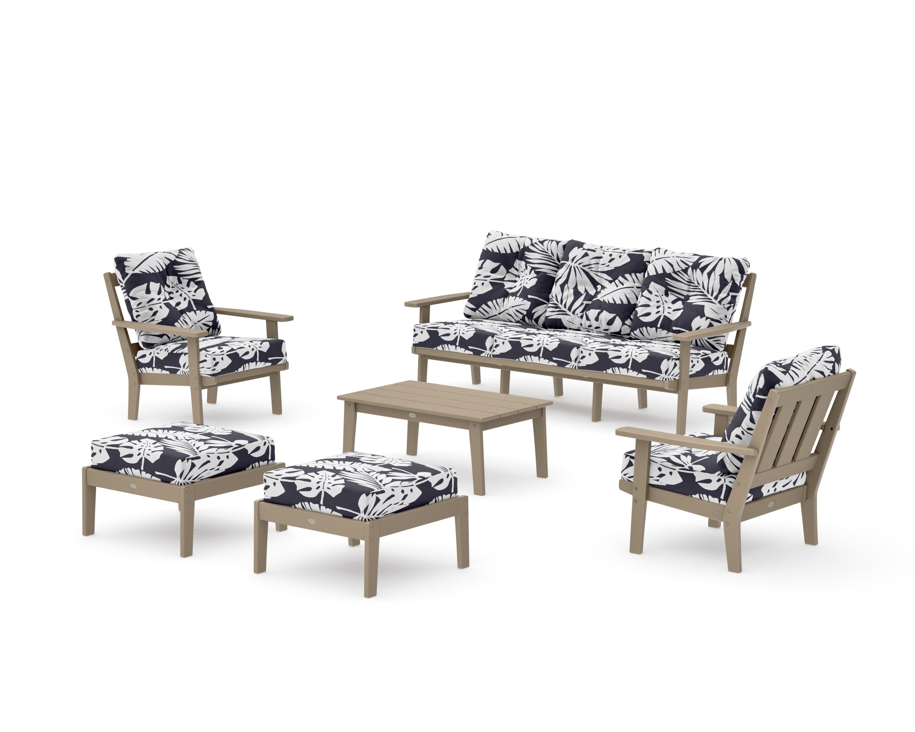 Oxford 6-Piece Lounge Sofa Set in Vintage Sahara / Leaf Navy