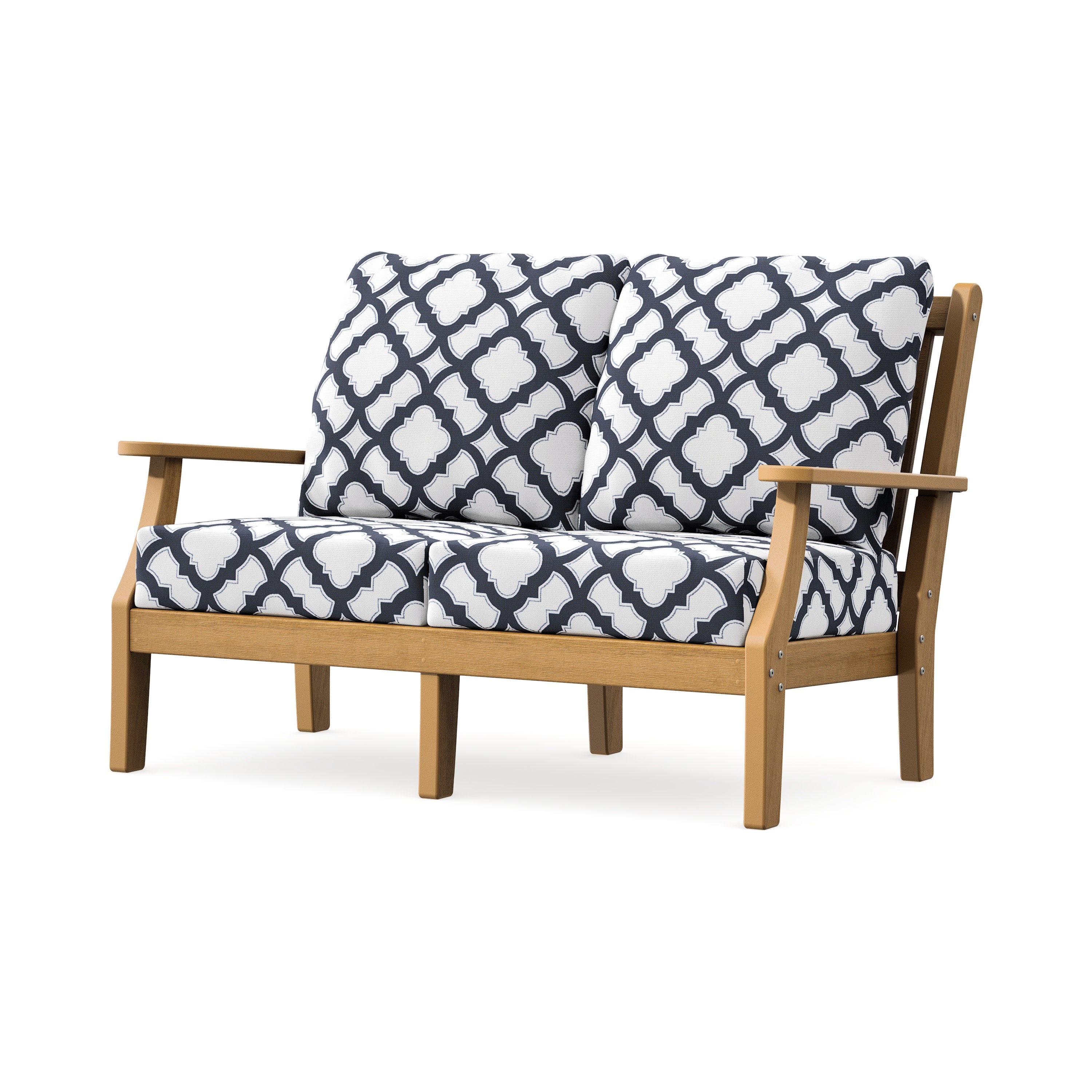 Wovendale Deep Seating Loveseat in Natural / Trellis Navy