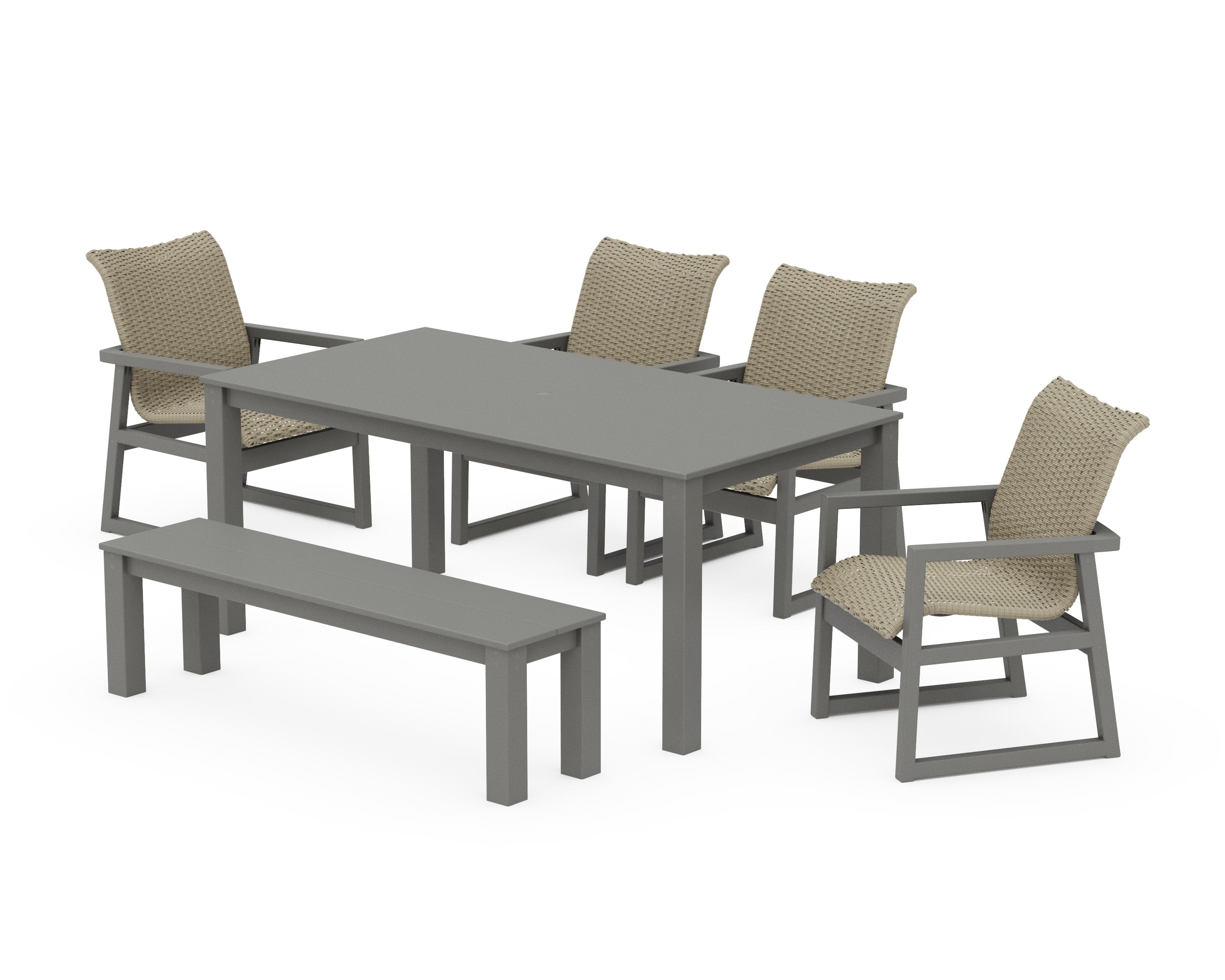 EDGE Woven 6-Piece Parsons Dining Set with Bench