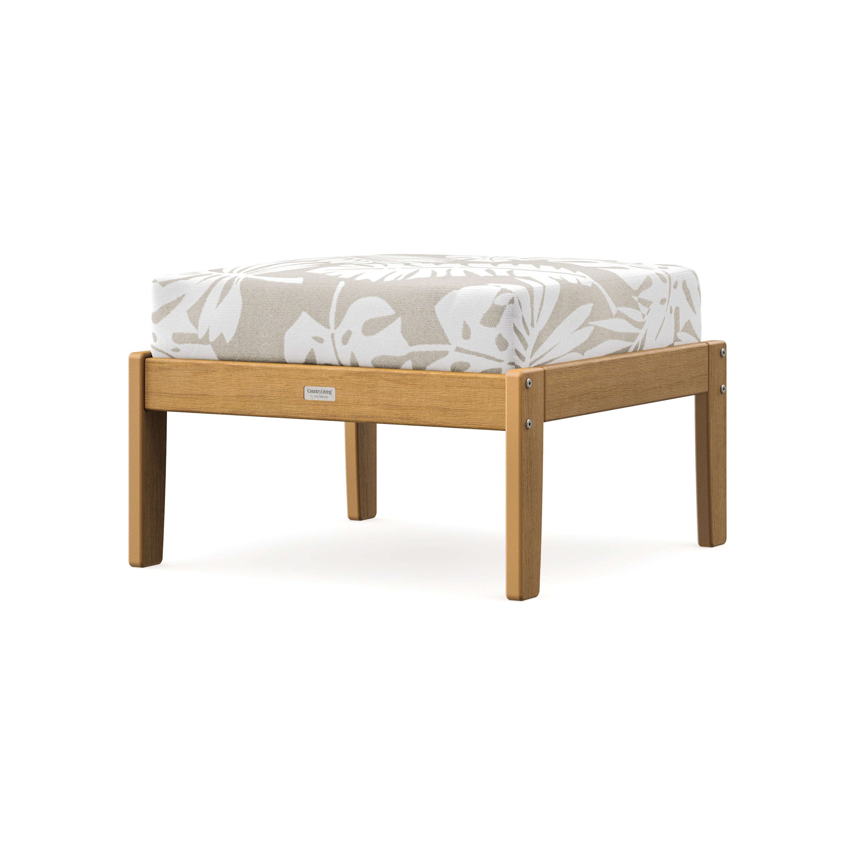 Cottage Deep Seating Ottoman in Natural / Leaf Dune Burlap