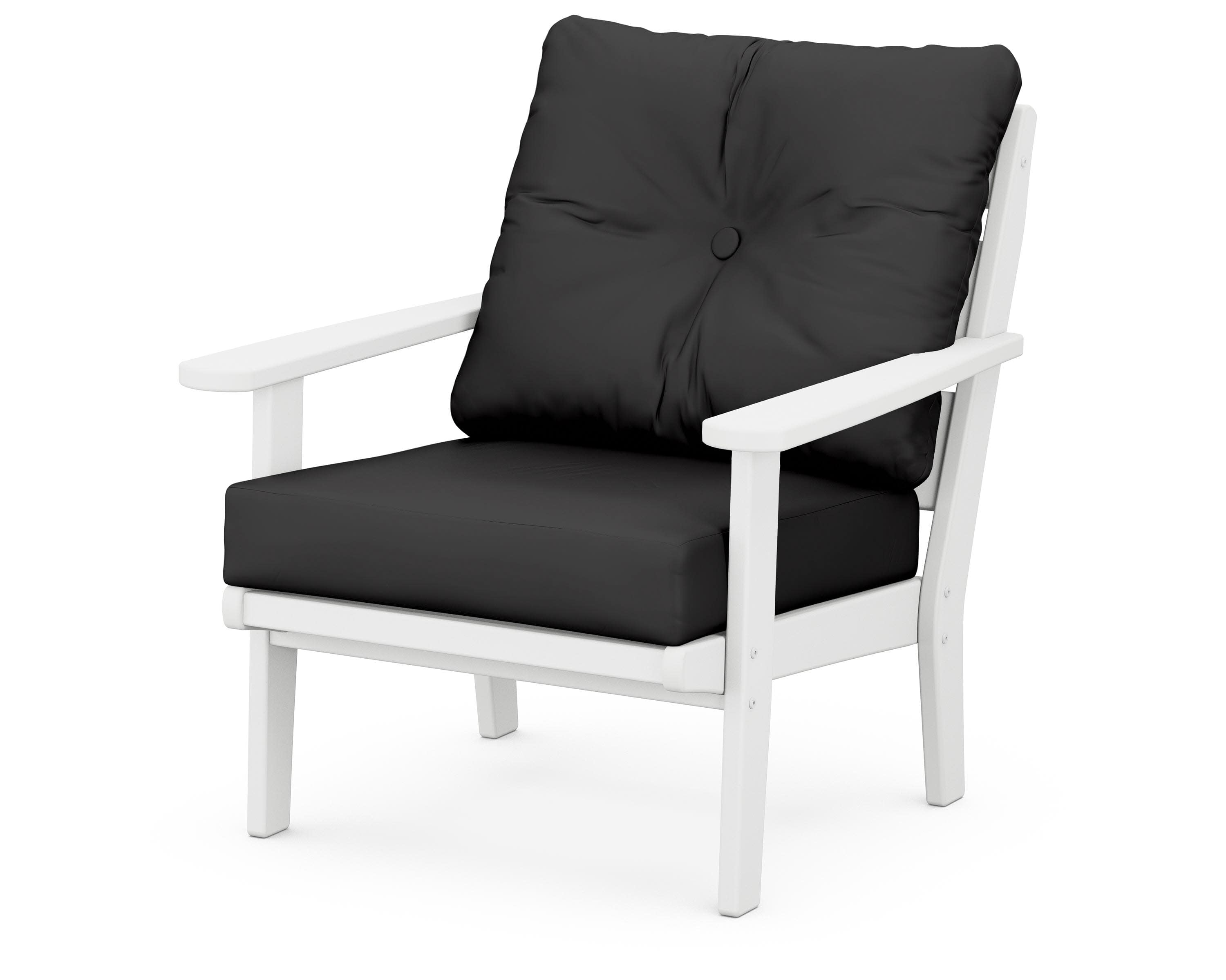 Lakeside Deep Seating Chair in White / Canvas Black