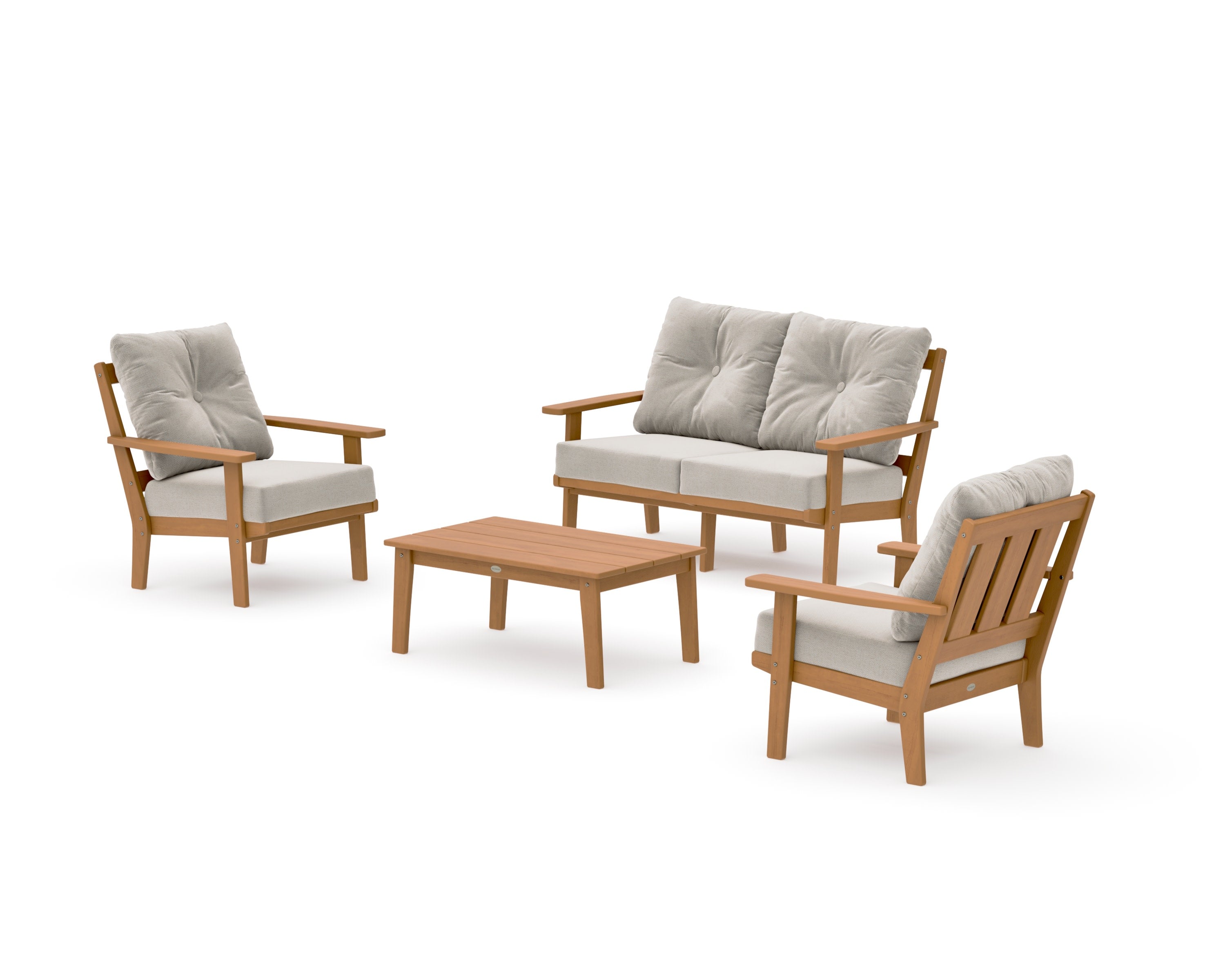 Oxford 4-Piece Deep Seating Set with Loveseat in Natural / Dune Burlap