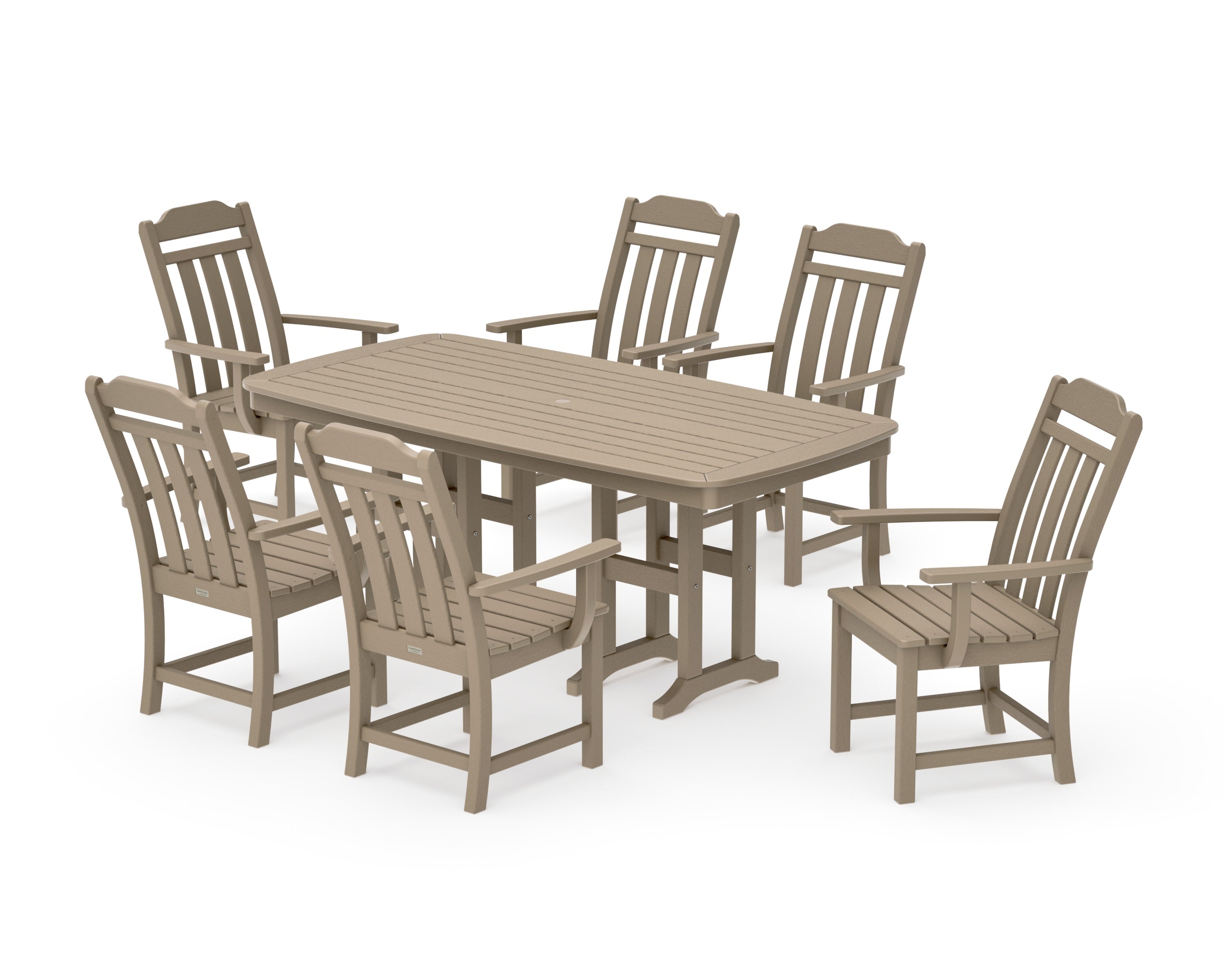 Cottage Arm Chair 7-Piece Dining Set in Vintage Sahara