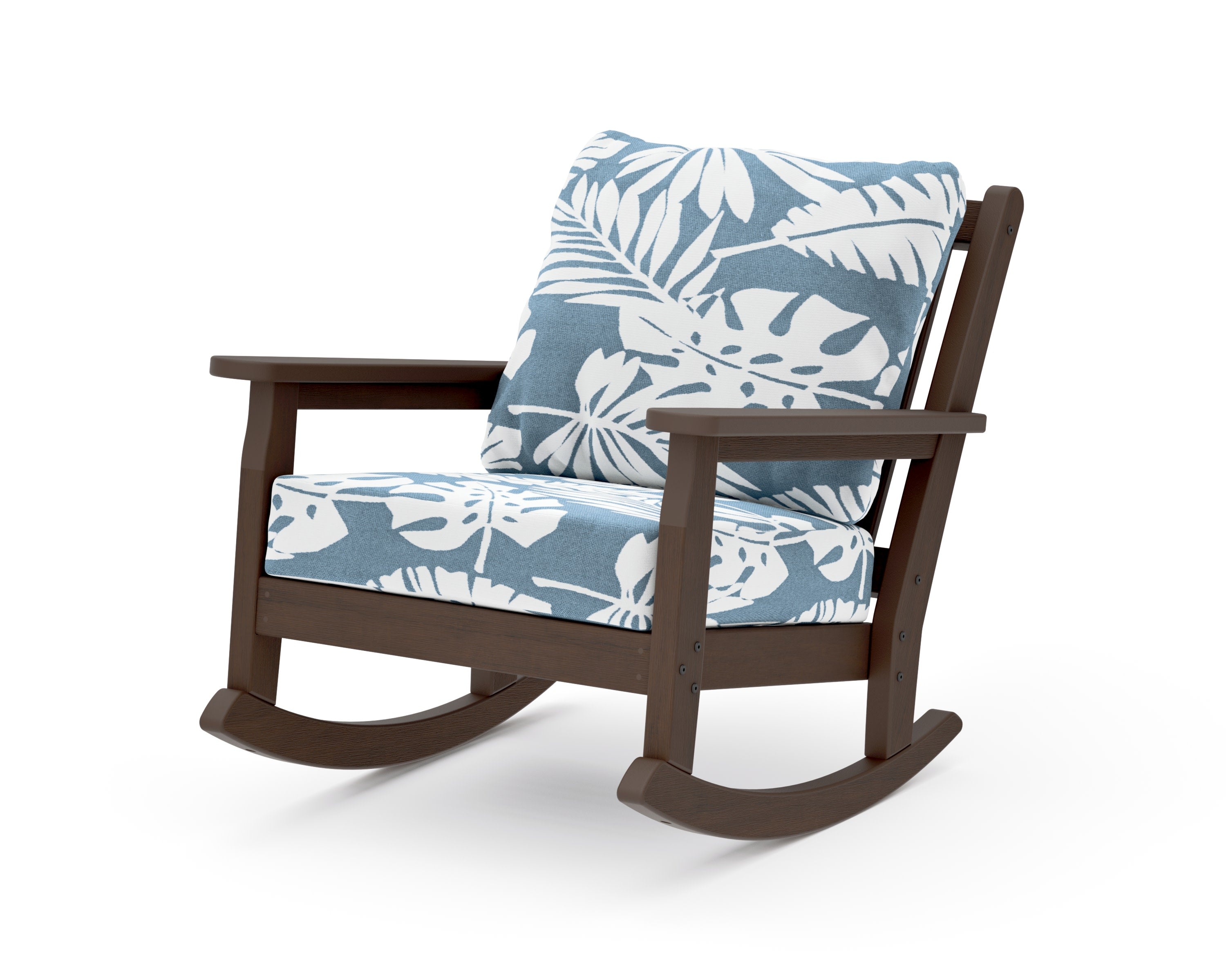 Chippendale Deep Seating Rocking Chair in Kona / Leaf Sky Blue