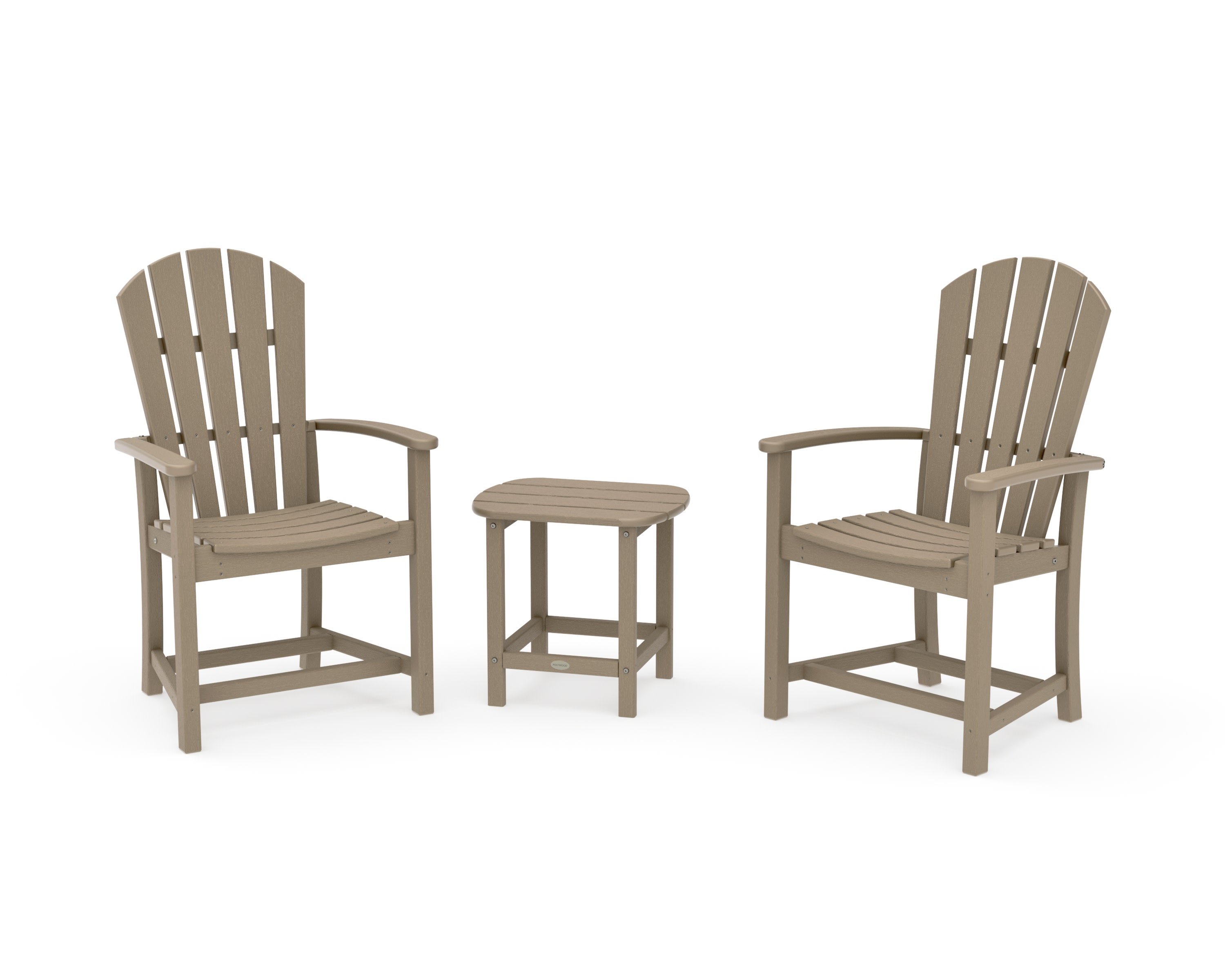 Palm Coast 3-Piece Upright Adirondack Chair Set in Vintage Sahara