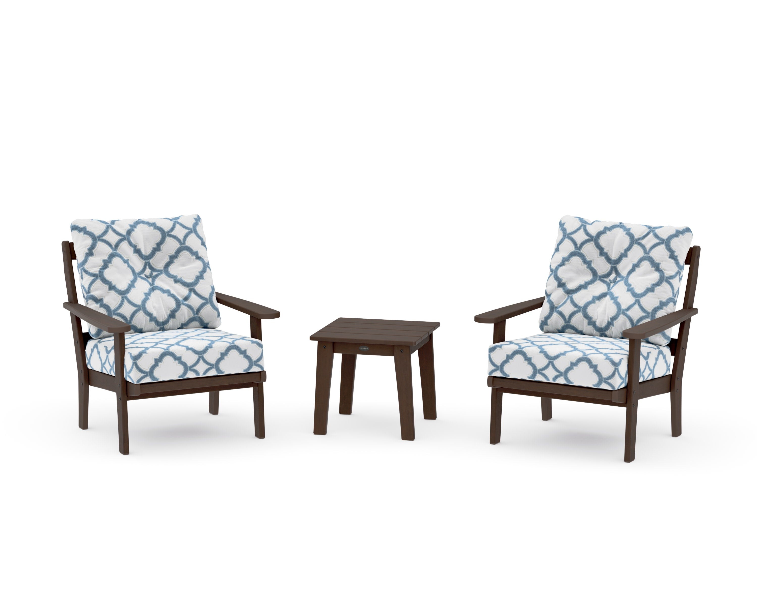 Mission 3-Piece Deep Seating Set in Kona / Trellis Sky Blue