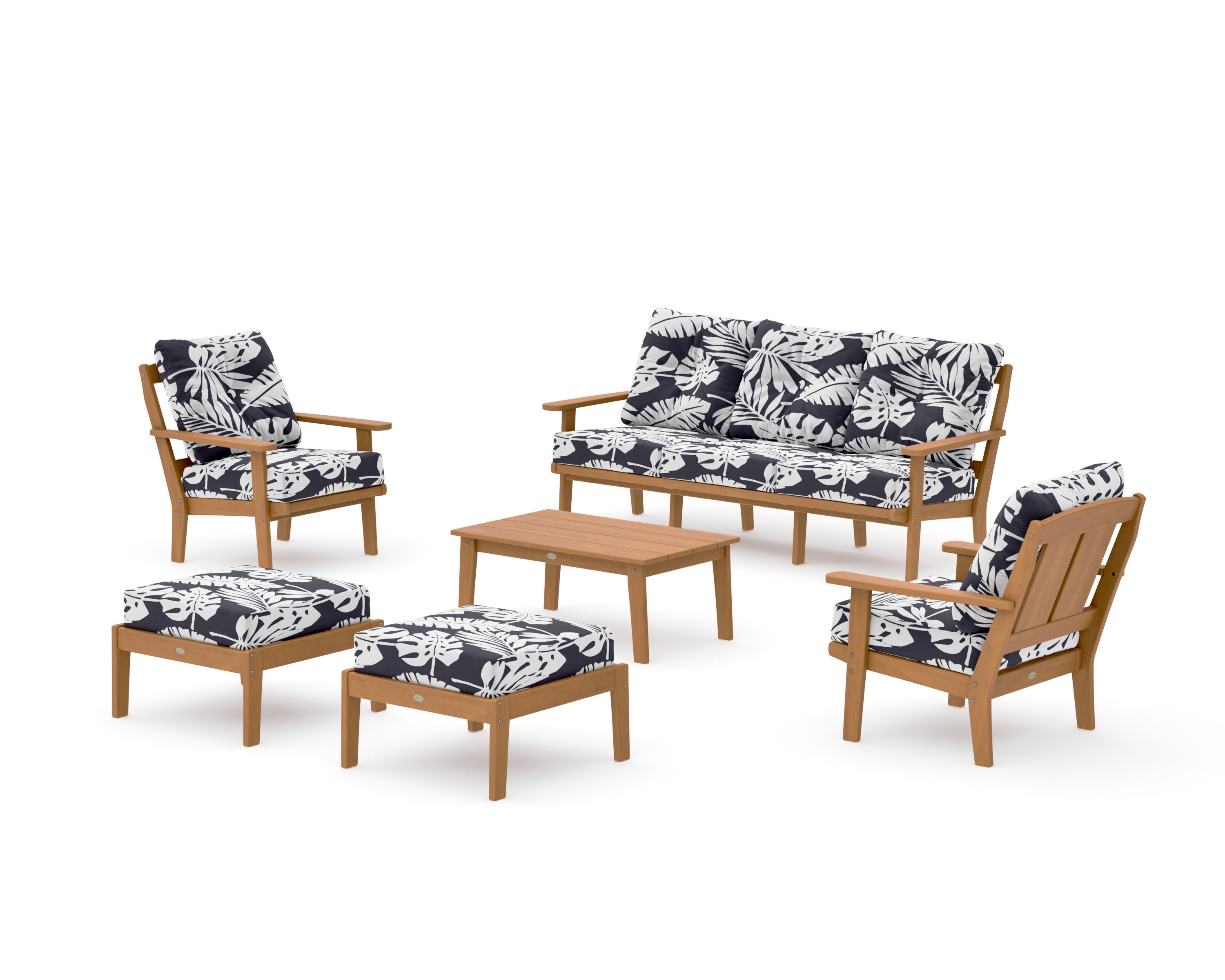 Mission 6-Piece Lounge Sofa Set in Natural / Leaf Navy