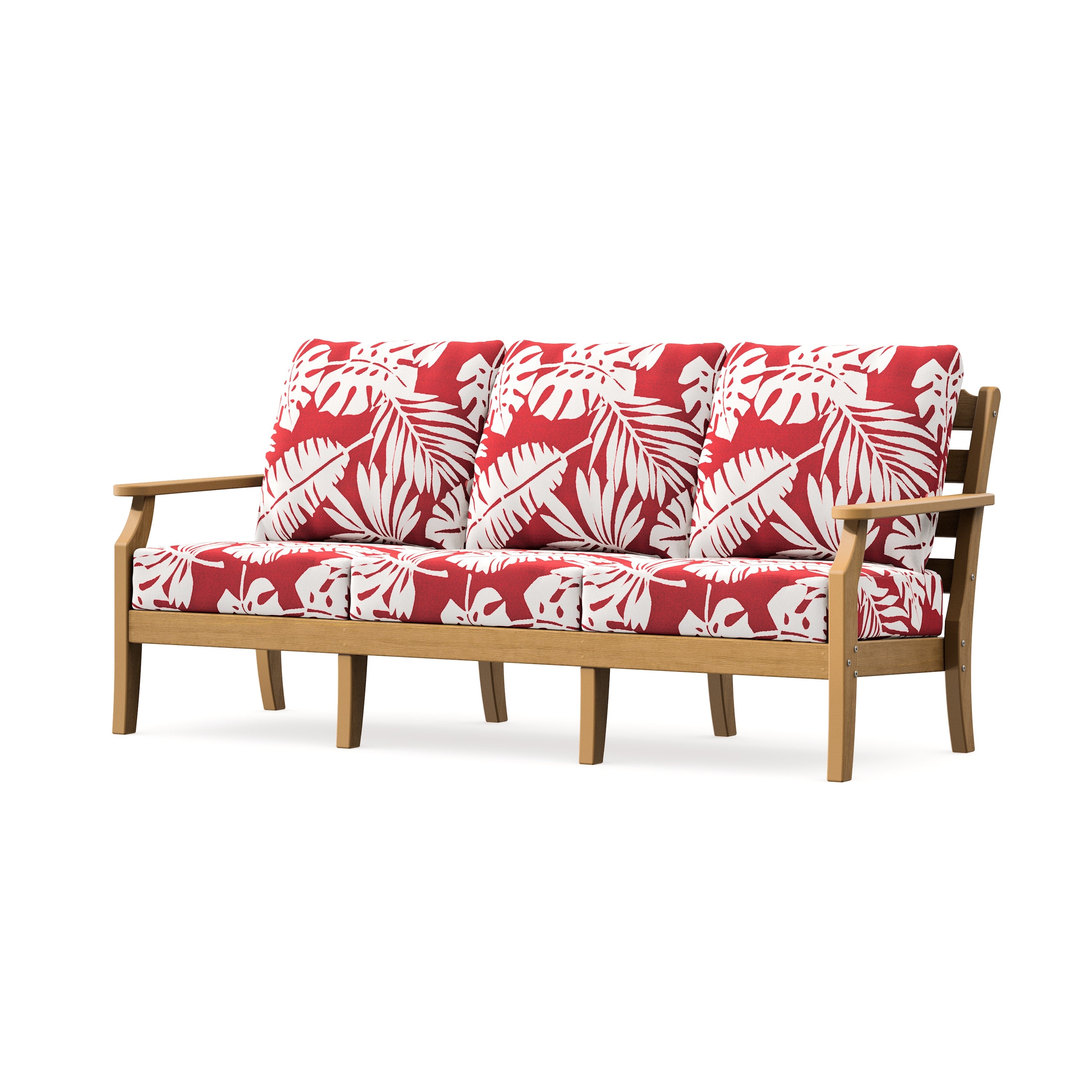 Savannah Deep Seating Sofa in Natural / Leaf Crimson