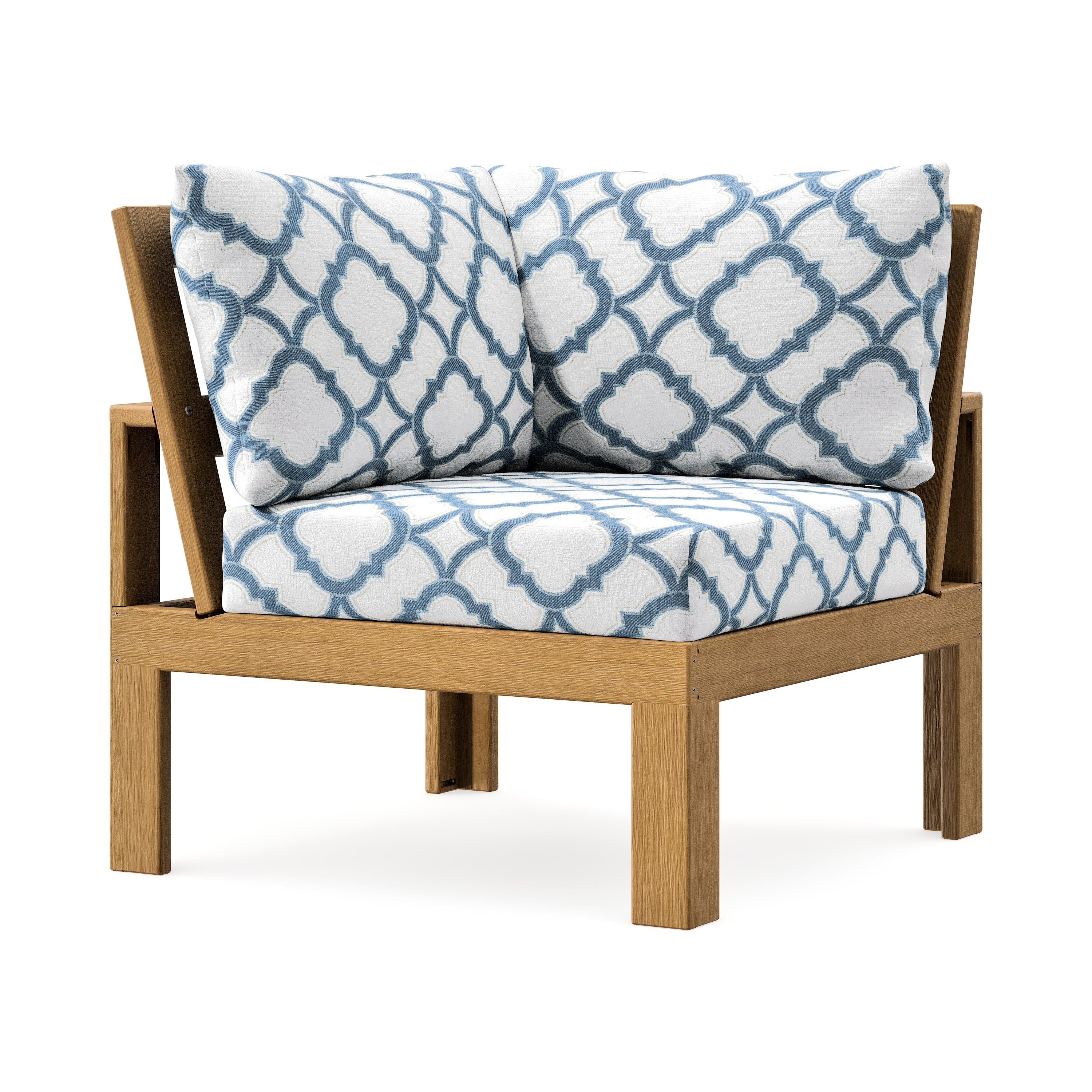 Modular Corner Chair in Natural / Trellis Sky Blue