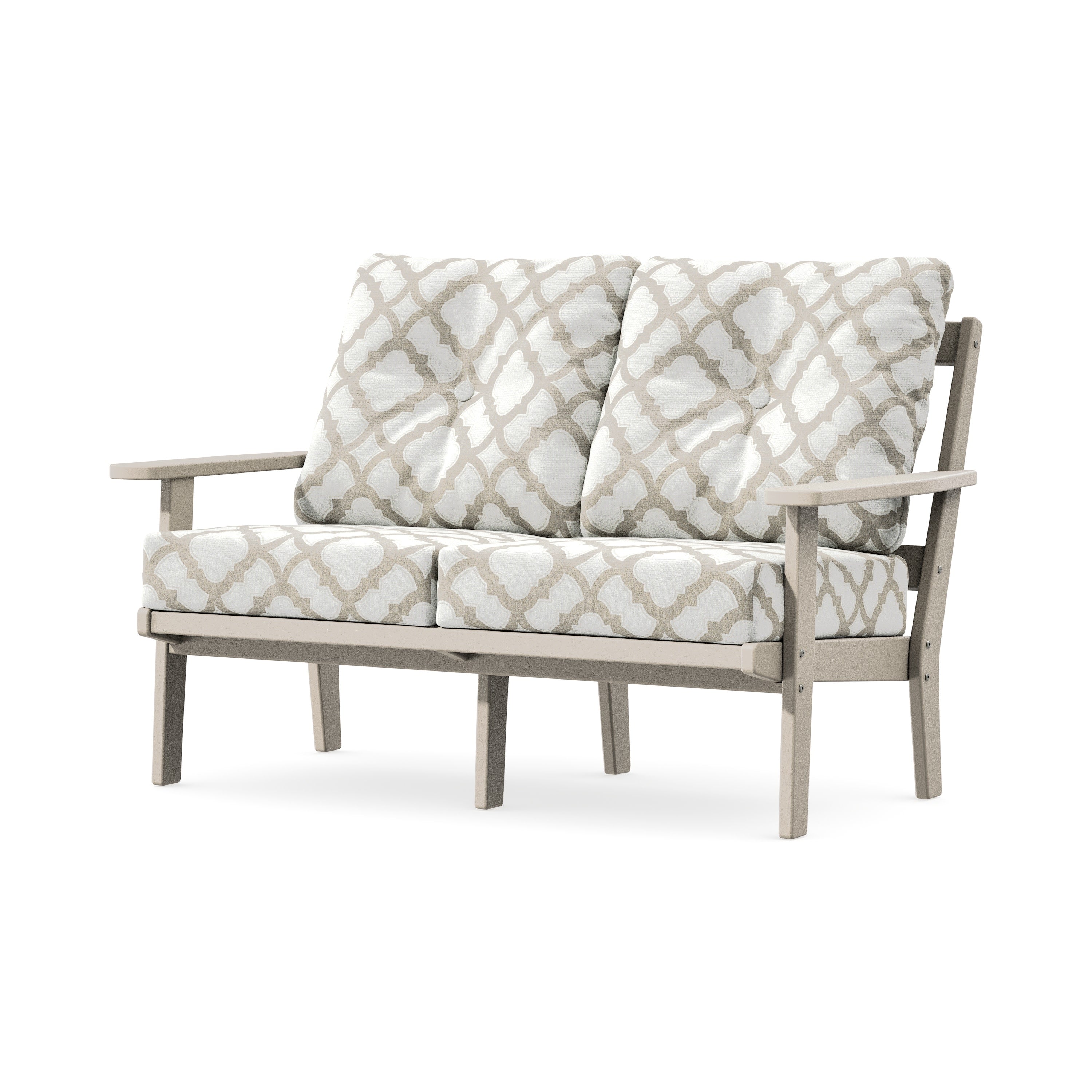 Prairie Deep SeatingLoveseat in Sand / Trellis Dune Burlap