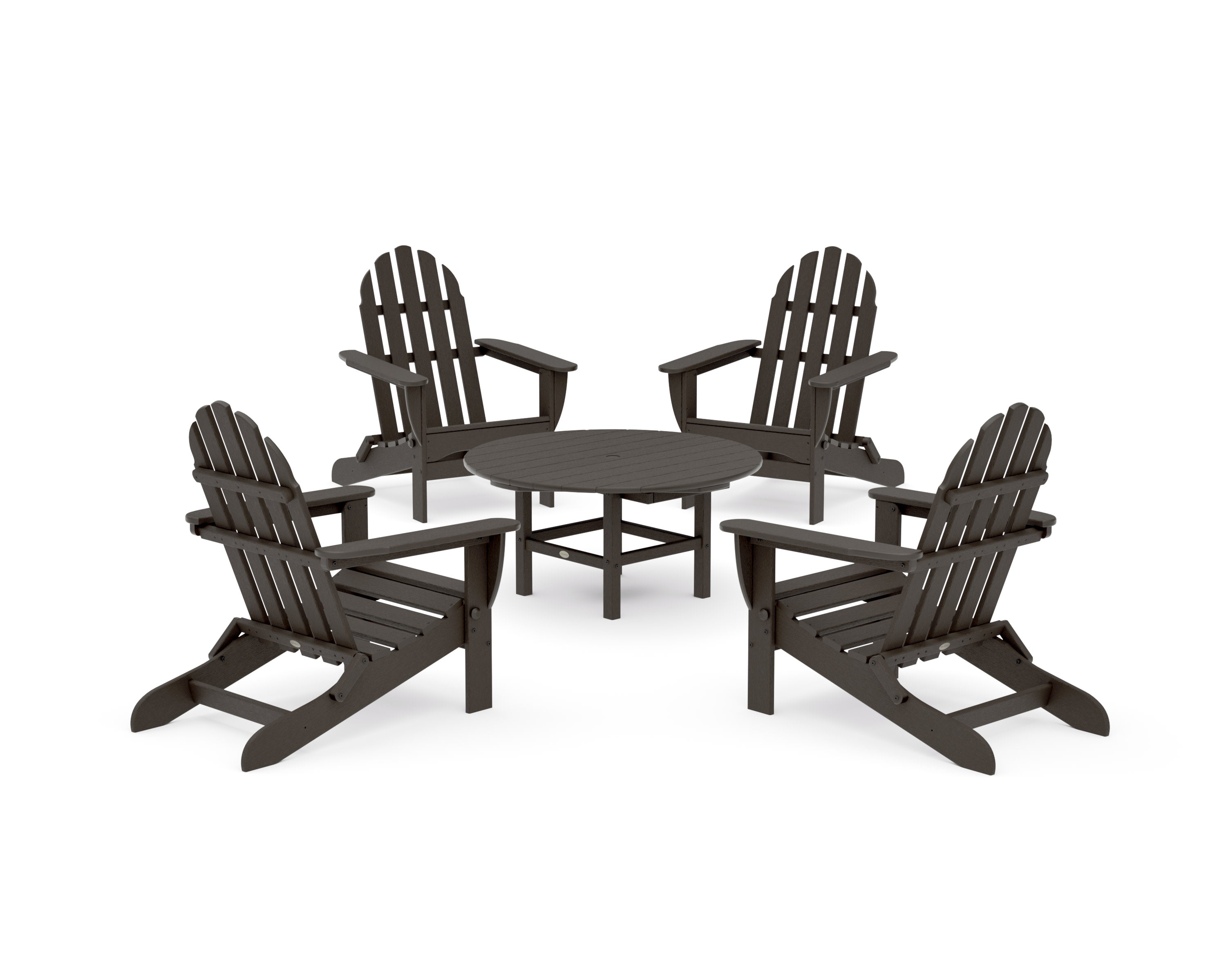 Classic Folding Adirondack 5-Piece Conversation Group in Vintage Coffee