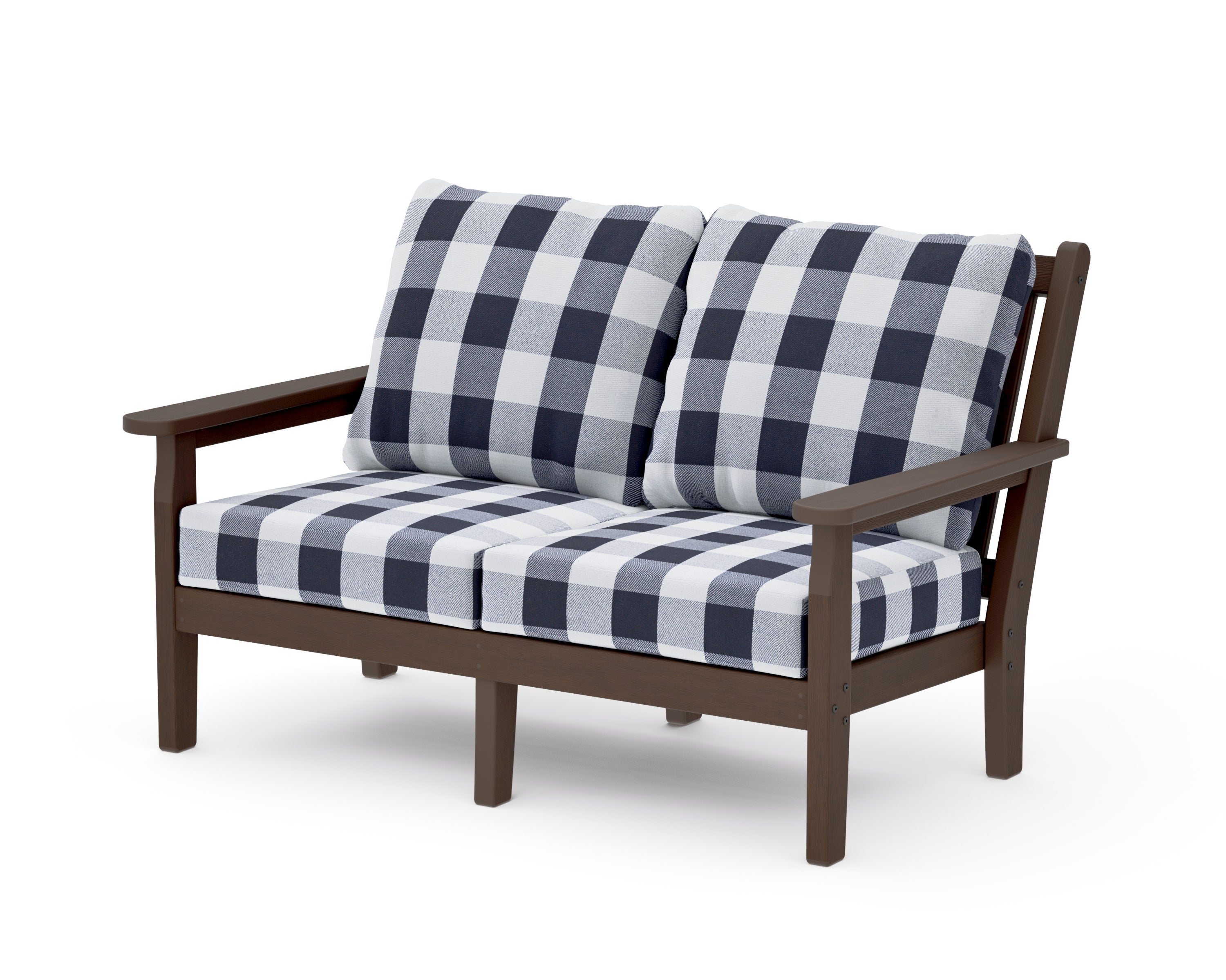 Chippendale Deep Seating Loveseat in Kona / Buffalo Plaid Navy